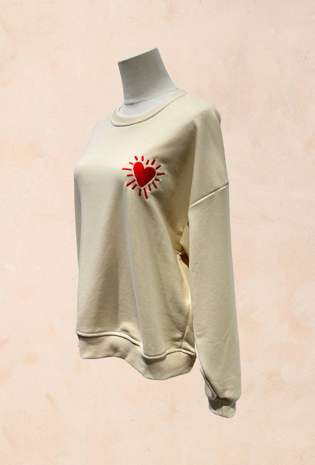 Sweat shirt Oversize Unisexe – Cœur Rouge Brodé
