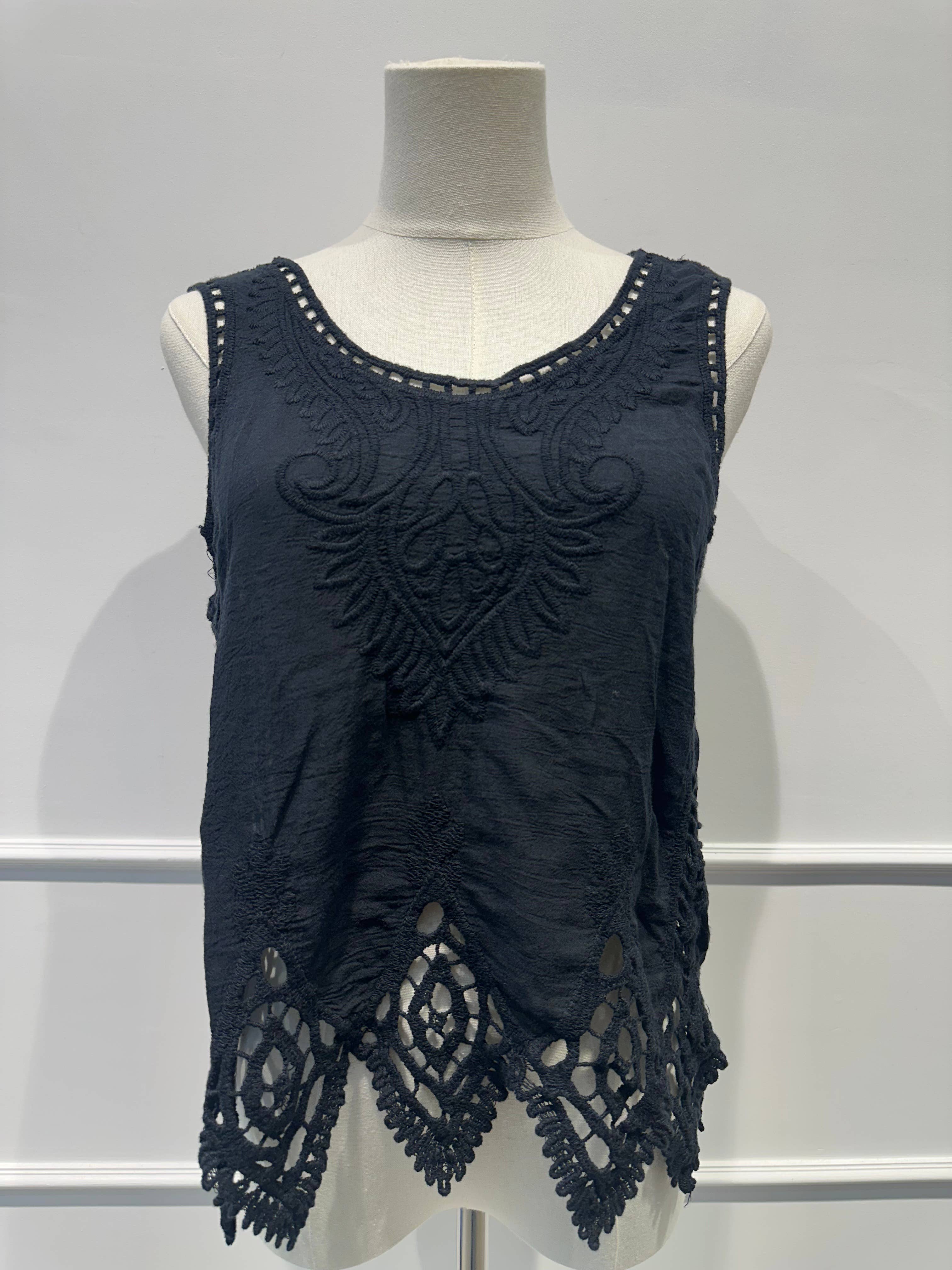 Débardeur Brodé en Dentelle
