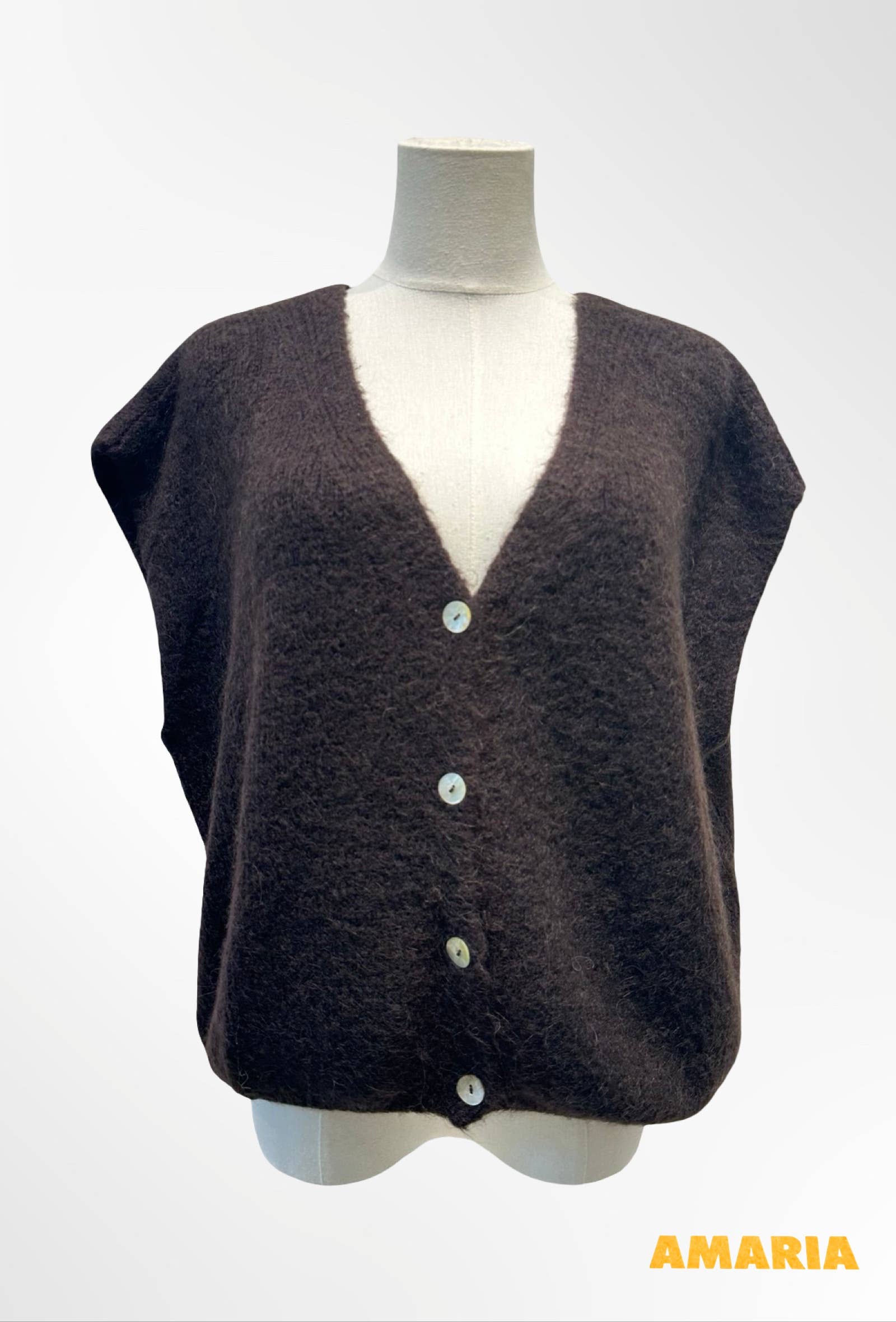 Gilet Sans Manches – Maille Douce Boutons ALPAGA