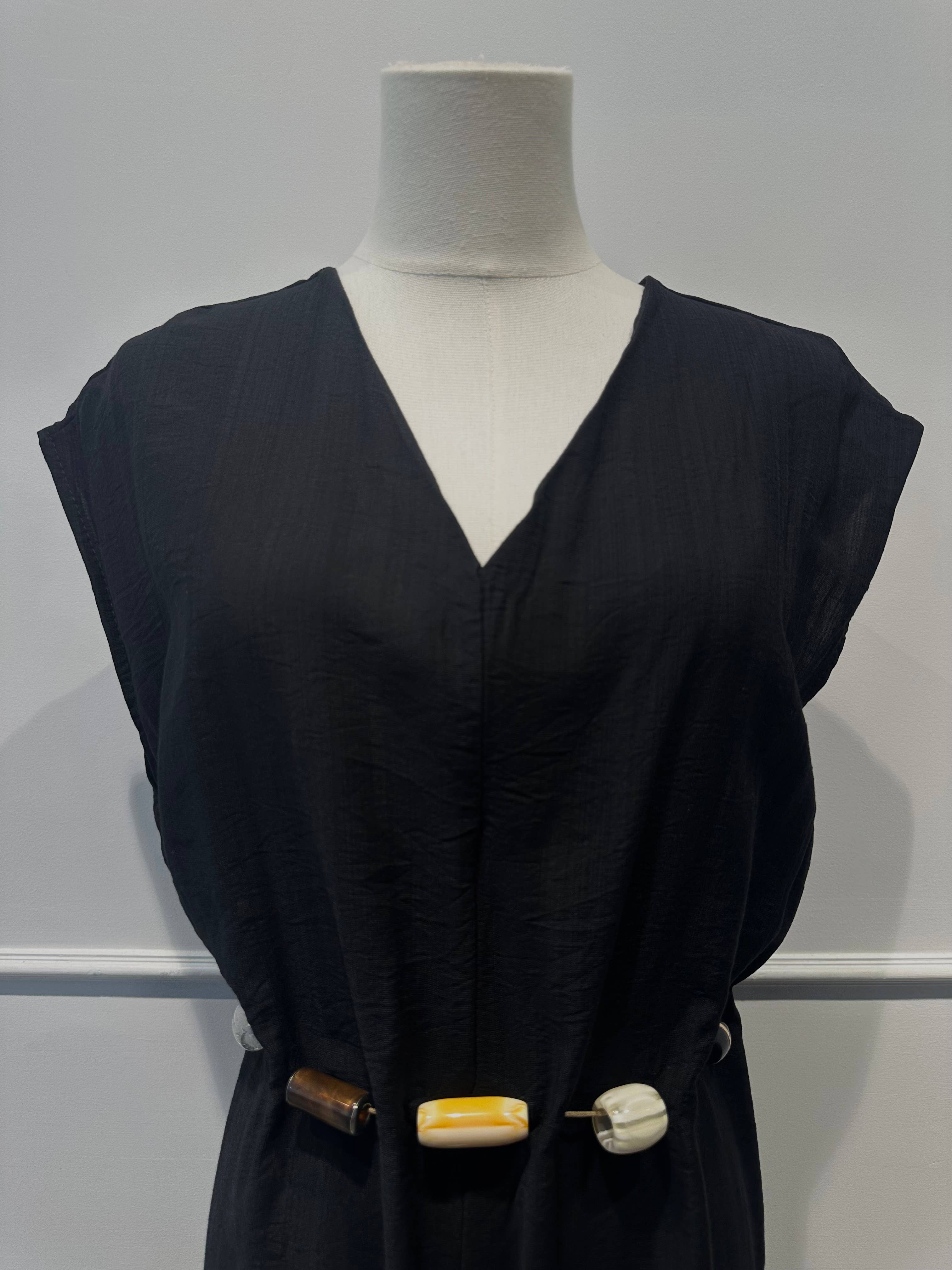 Robe Combinaison Longue avec Ceinture de Perles
