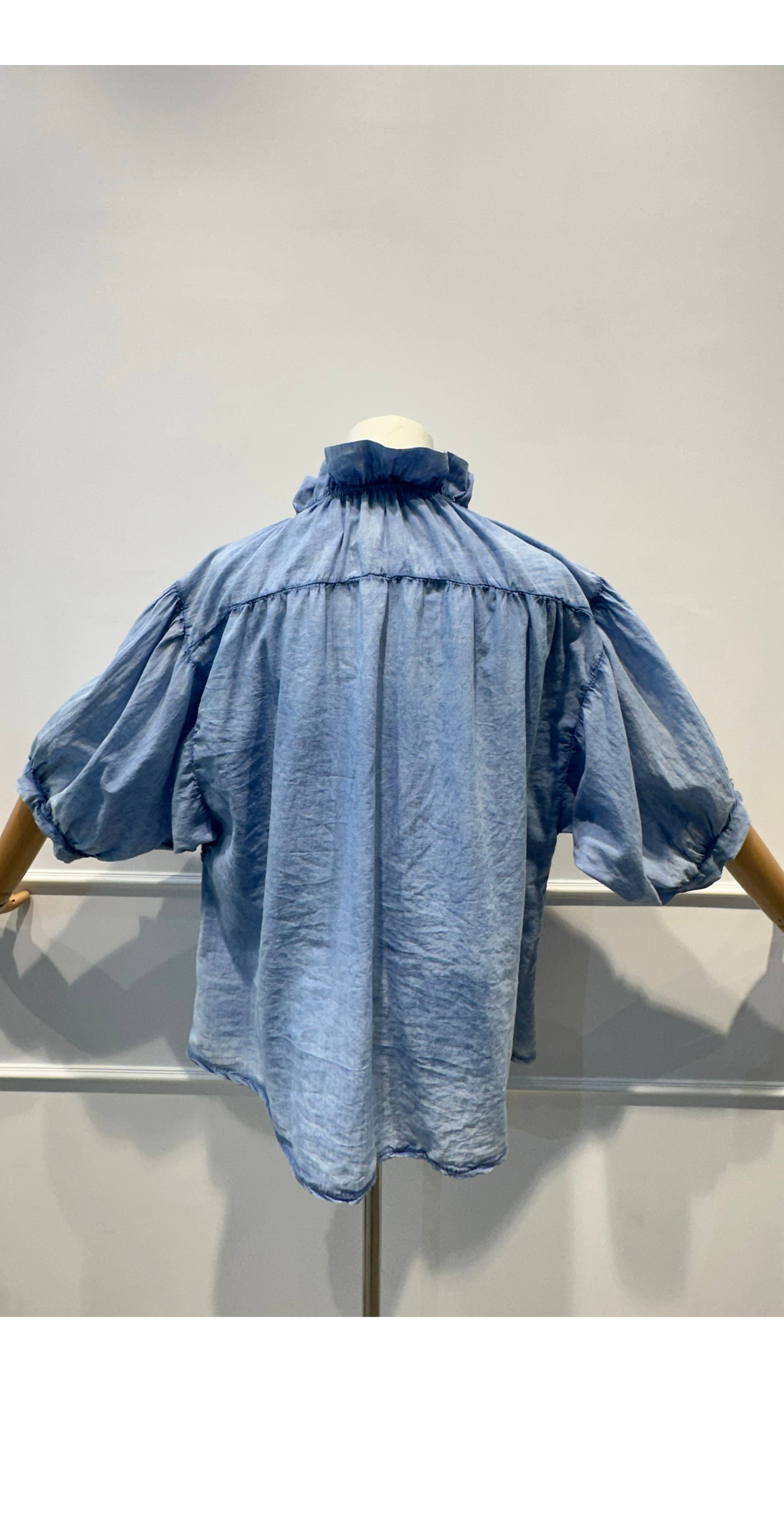 Blouse Brodée à Manches Bouffantes Broderie en Relief