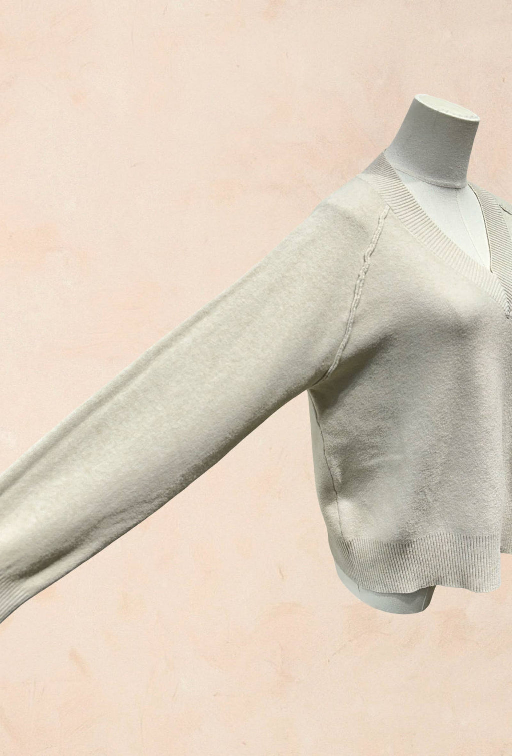 Pull manches longues maille col V côtelé Viscose