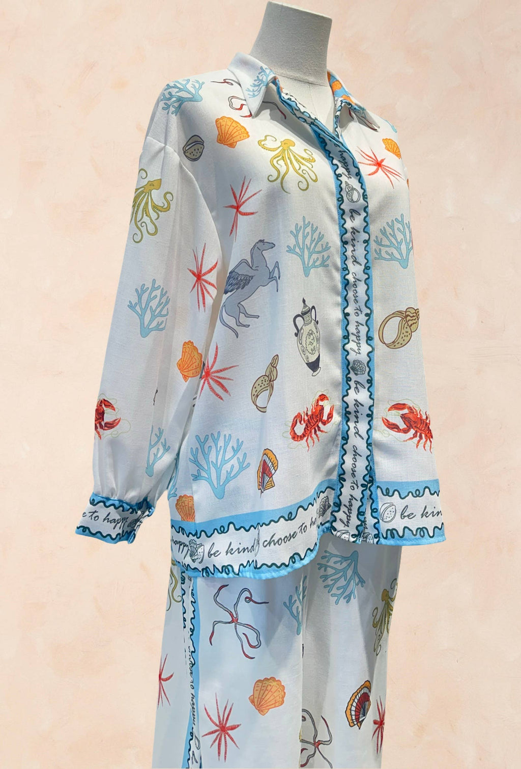 Ensemble chemise pantalon motifs marin été