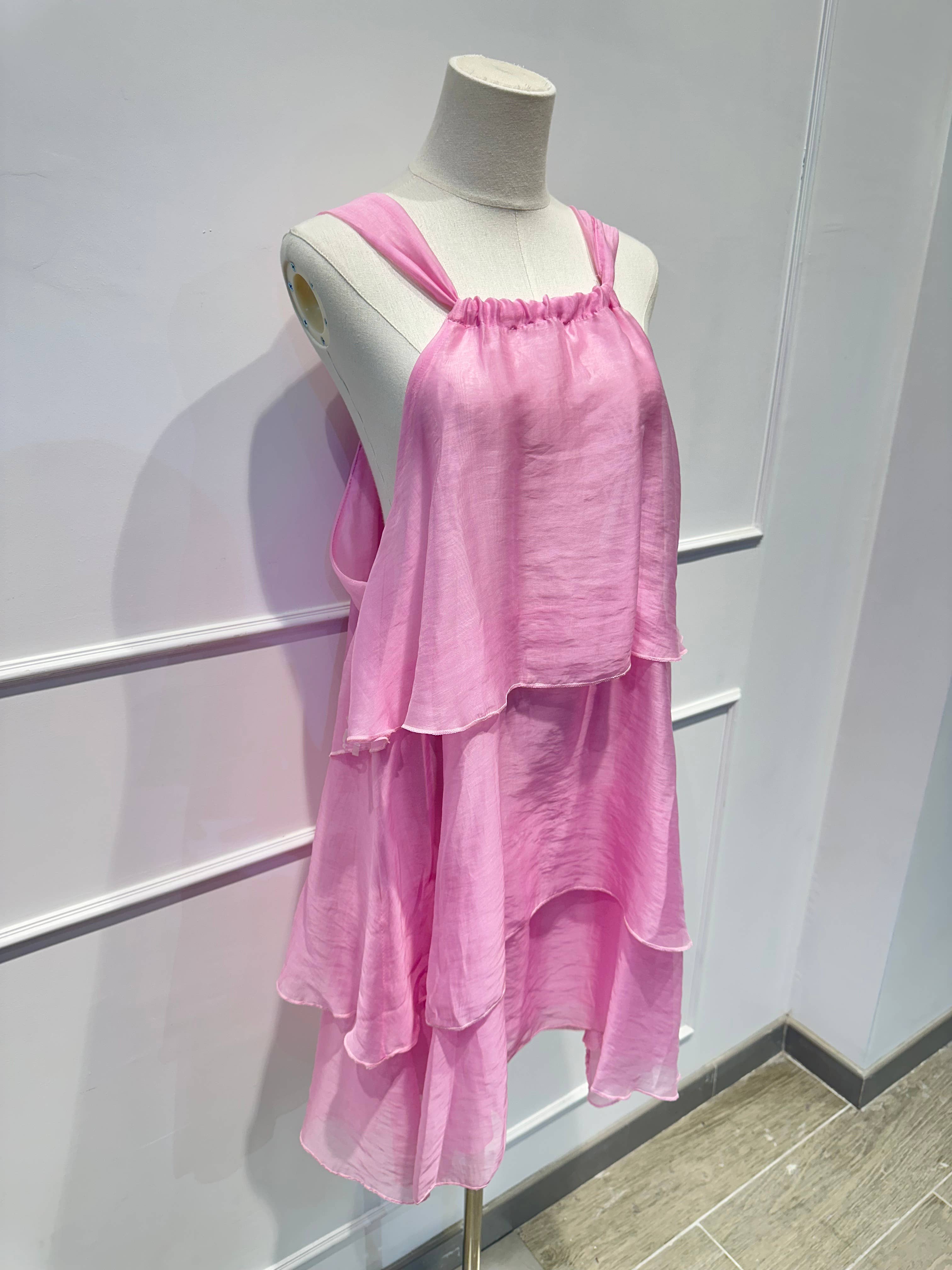 Robe à Volants à Bretelles et Nœud Déco