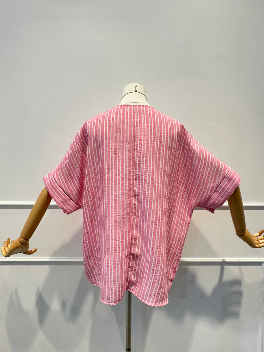 Blouse Haut Ample Rayé en Tissu Texturé
