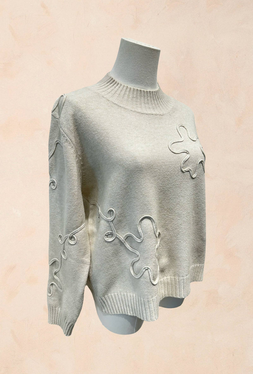 Pull Manches Longues à Motifs Reliefs Abstraits