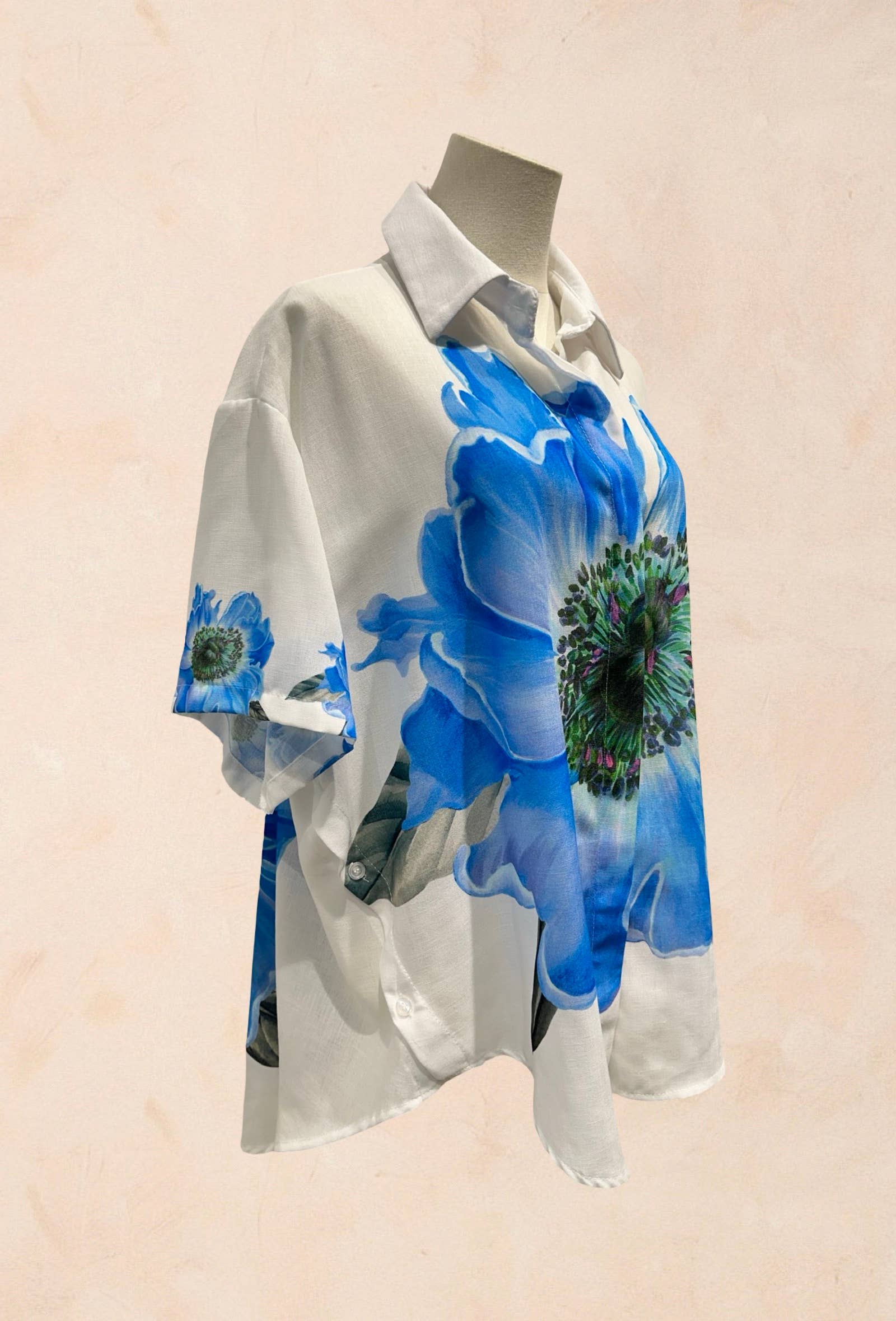 Chemise blanche à fleurs oversize Lin