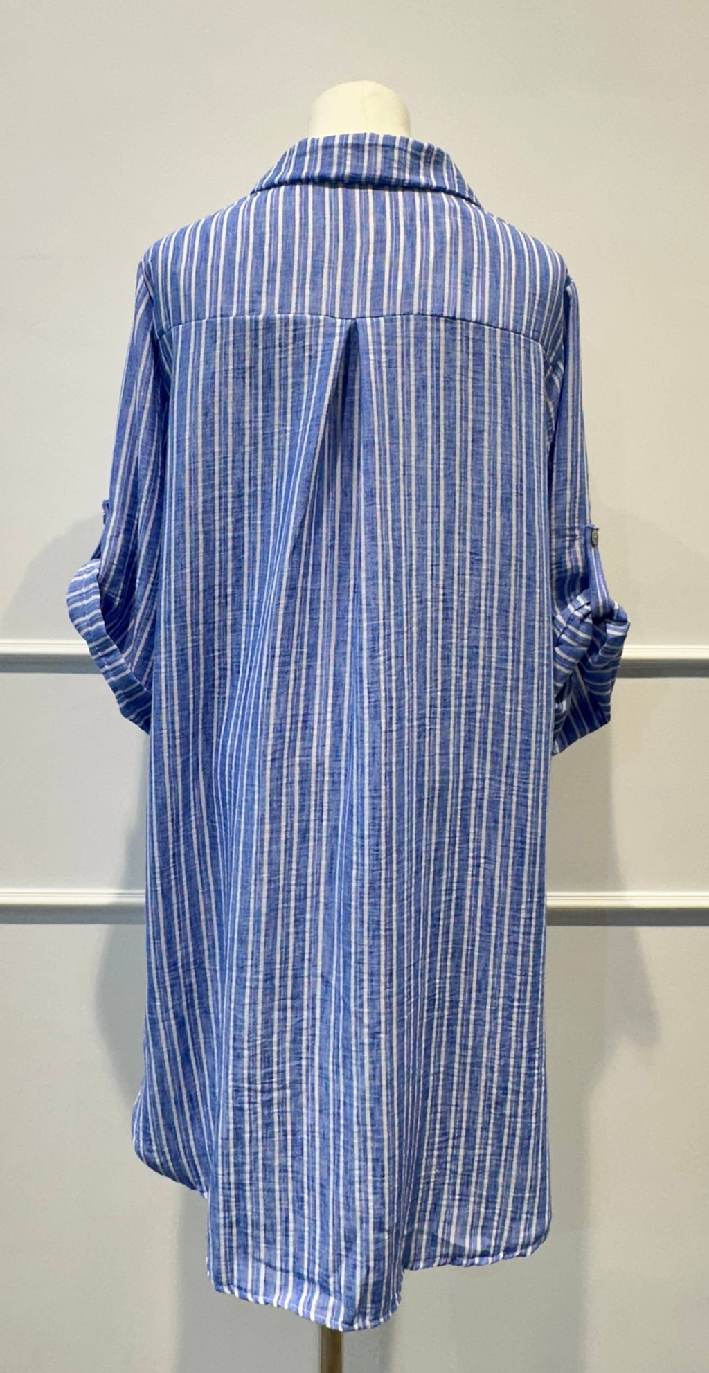 Chemise longue légère à rayures bleu et blanc