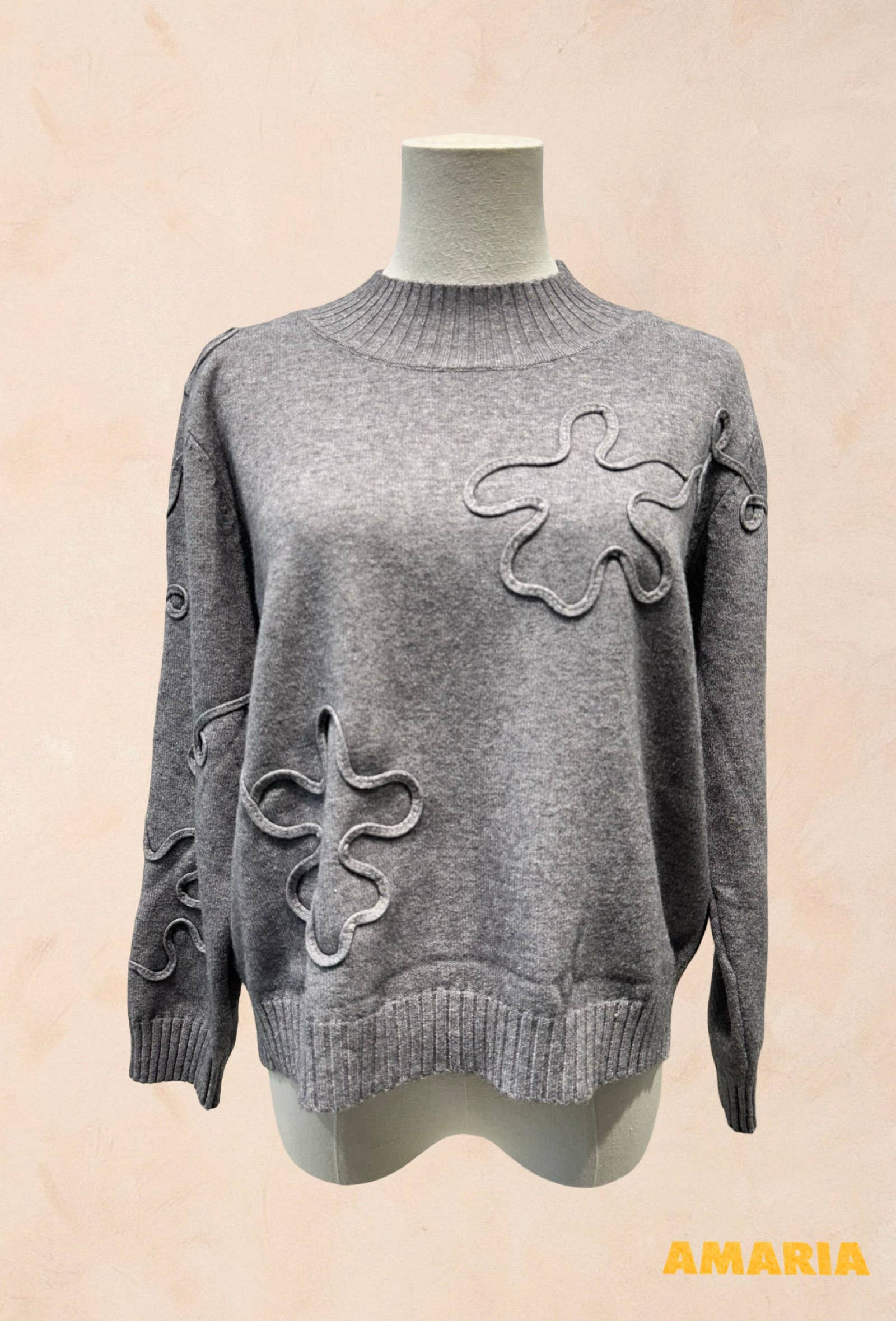 Pull Manches Longues à Motifs Reliefs Abstraits