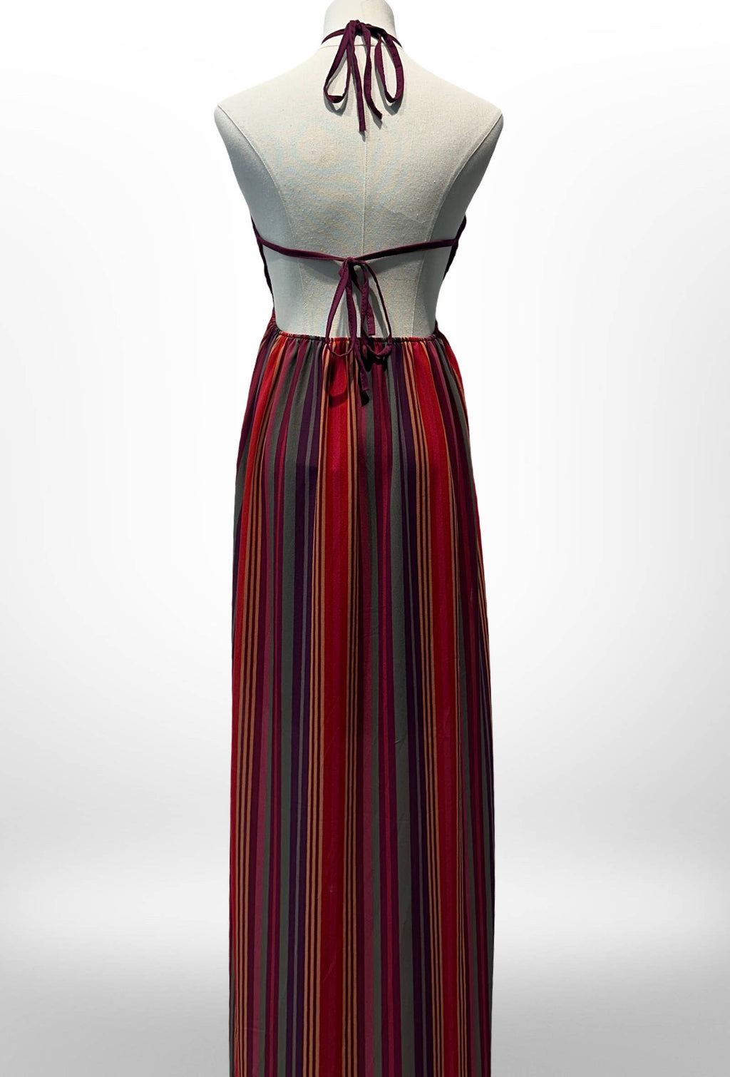 Robe Longue à Bretelles Rayée Smockée
