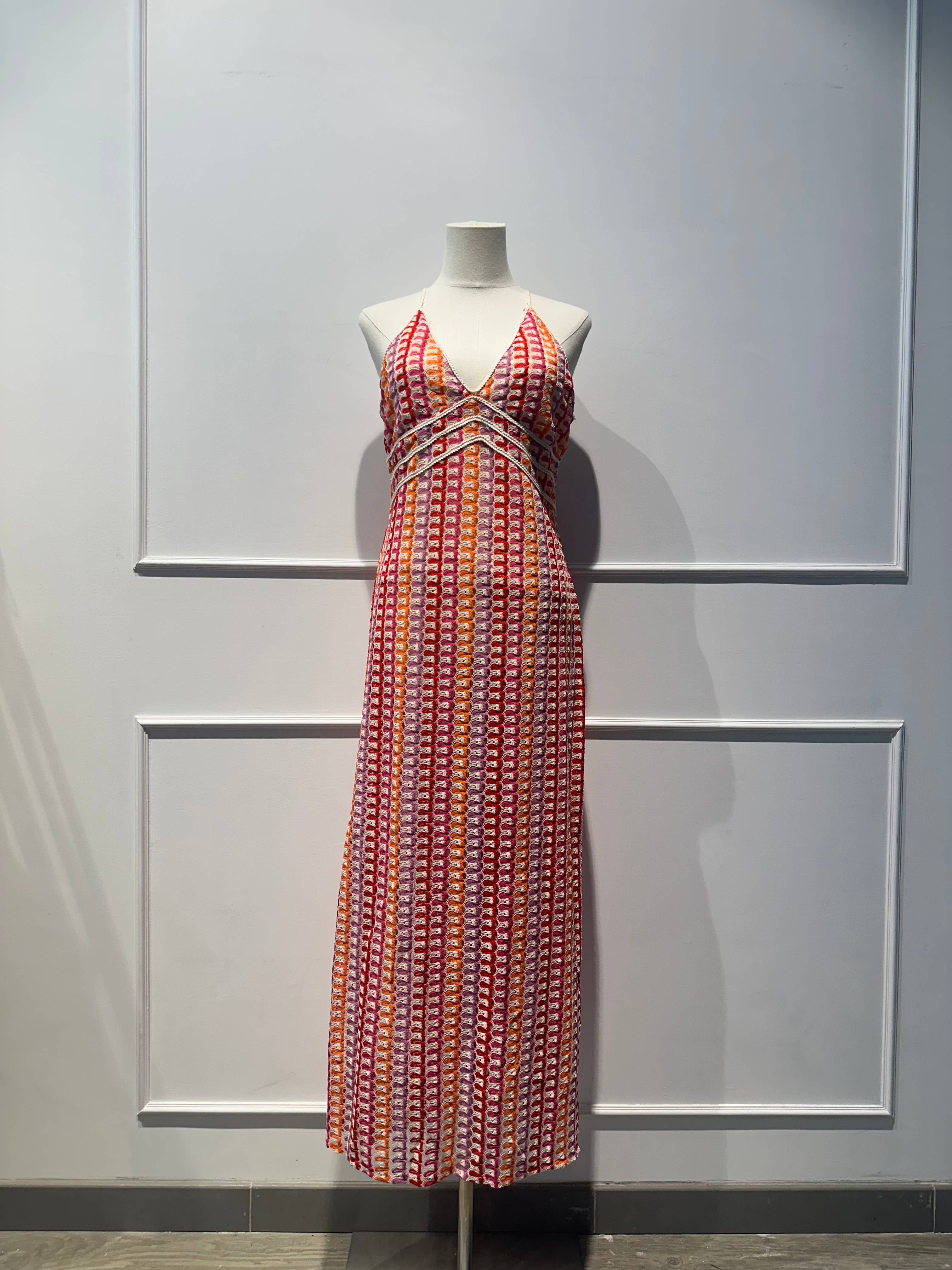 Robe longue crochet multicolore