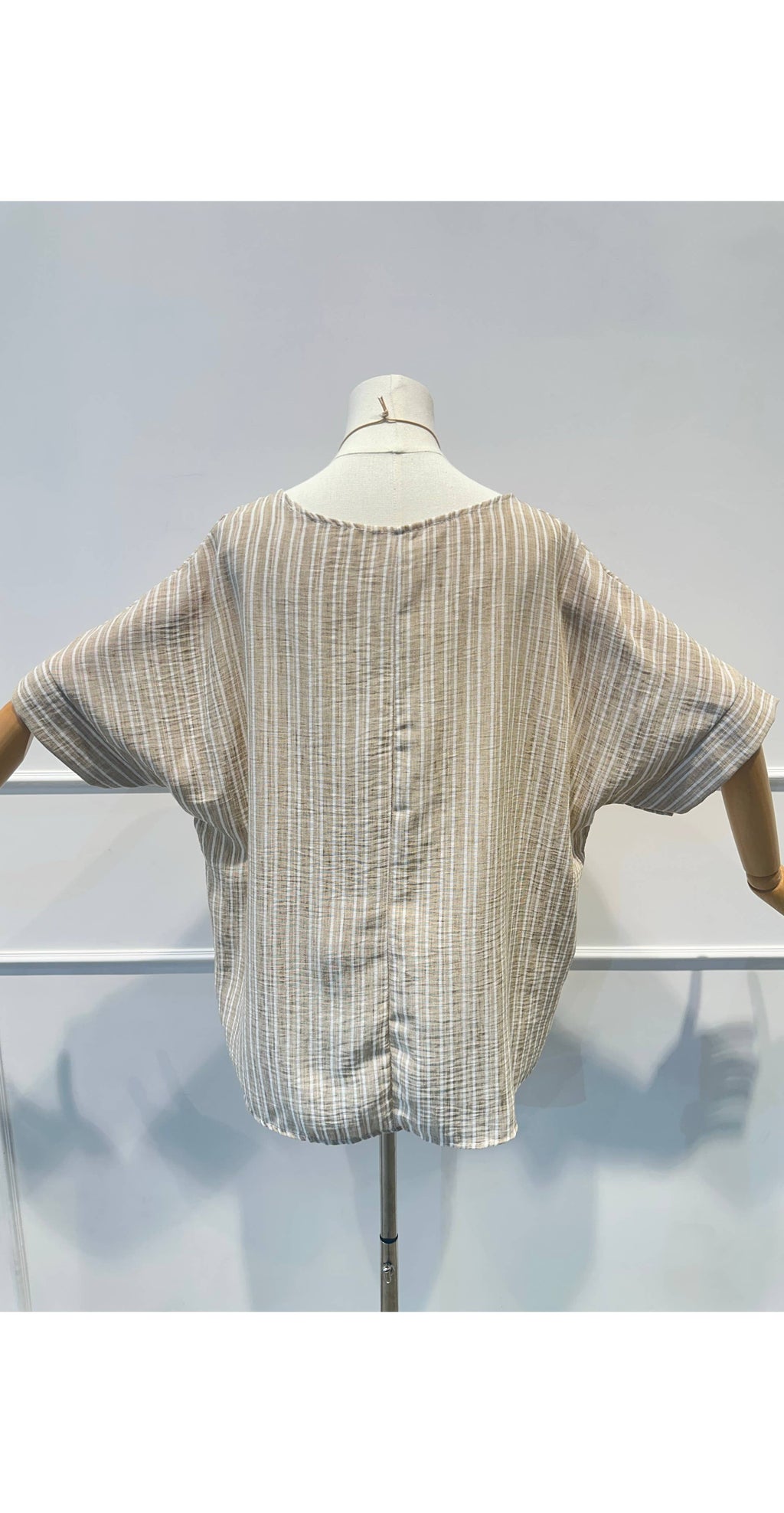 Blouse Haut Ample Rayé en Tissu Texturé