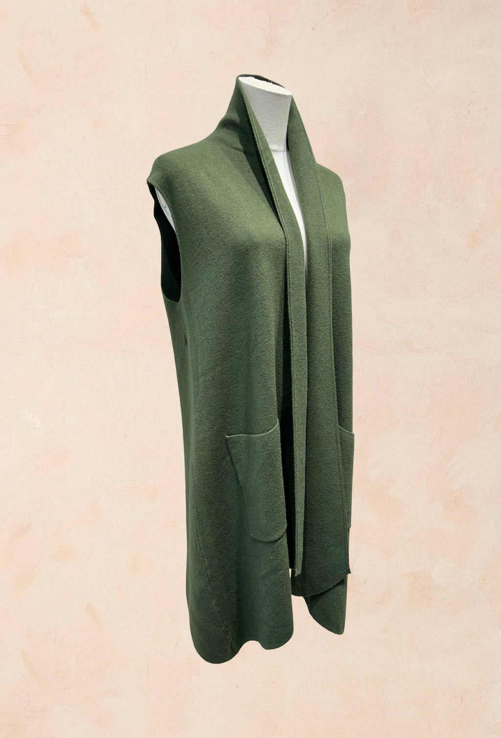 Gilet long sans manches à poches Viscose