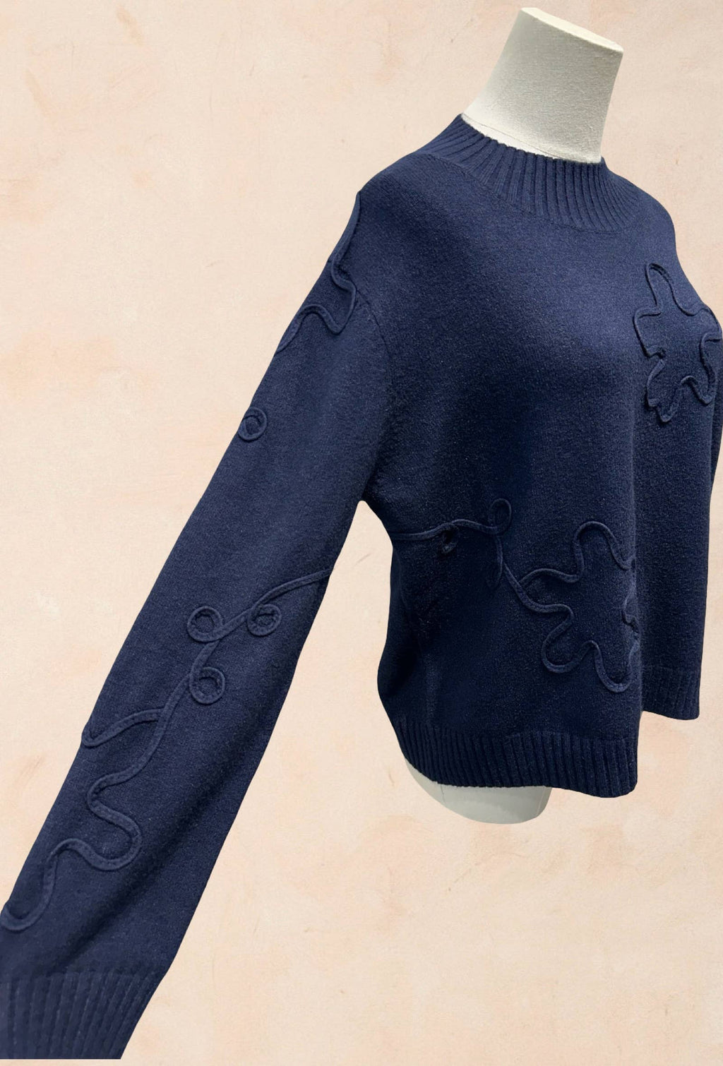 Pull Manches Longues à Motifs Reliefs Abstraits