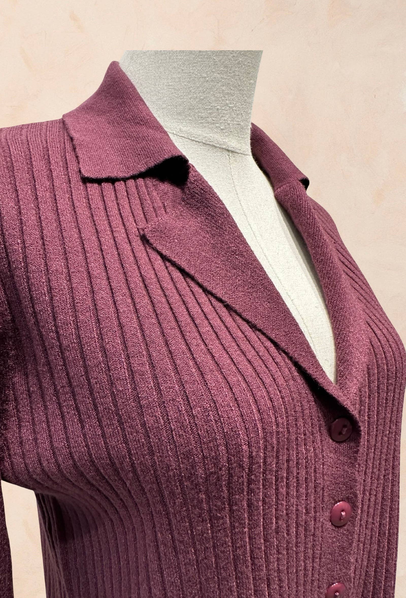 Gilet Boutonné Côtelé à Col Tailleur VISCOSE