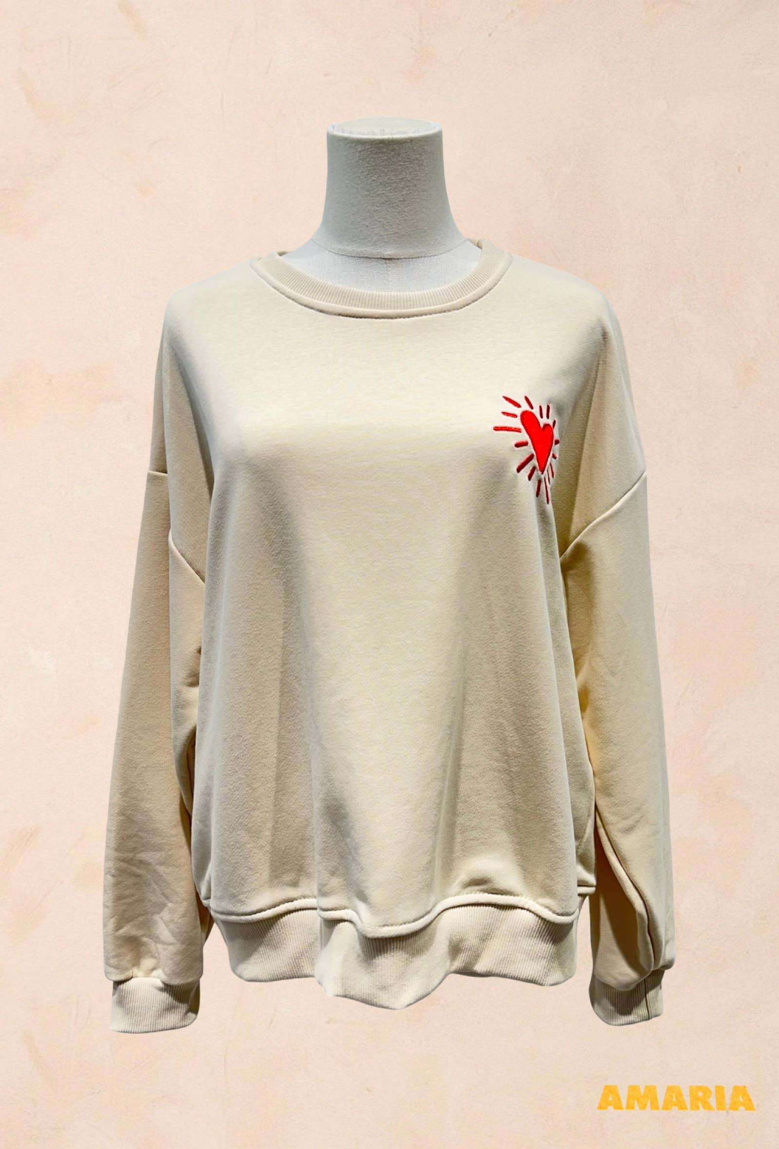 Sweat shirt Oversize Unisexe – Cœur Rouge Brodé