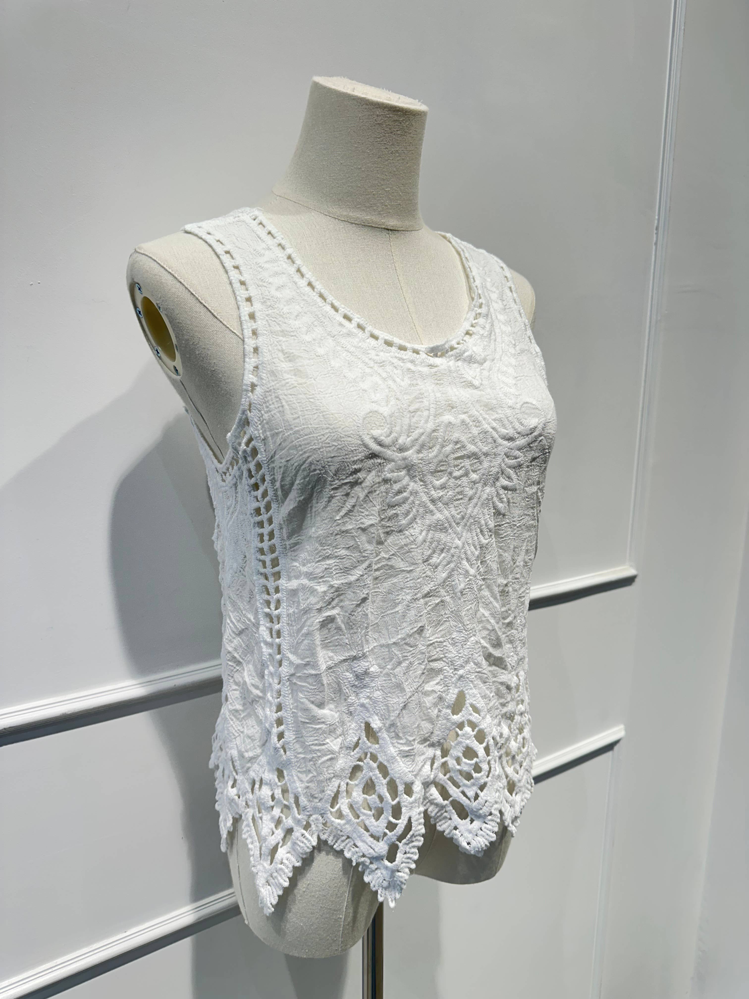 Débardeur Brodé en Dentelle