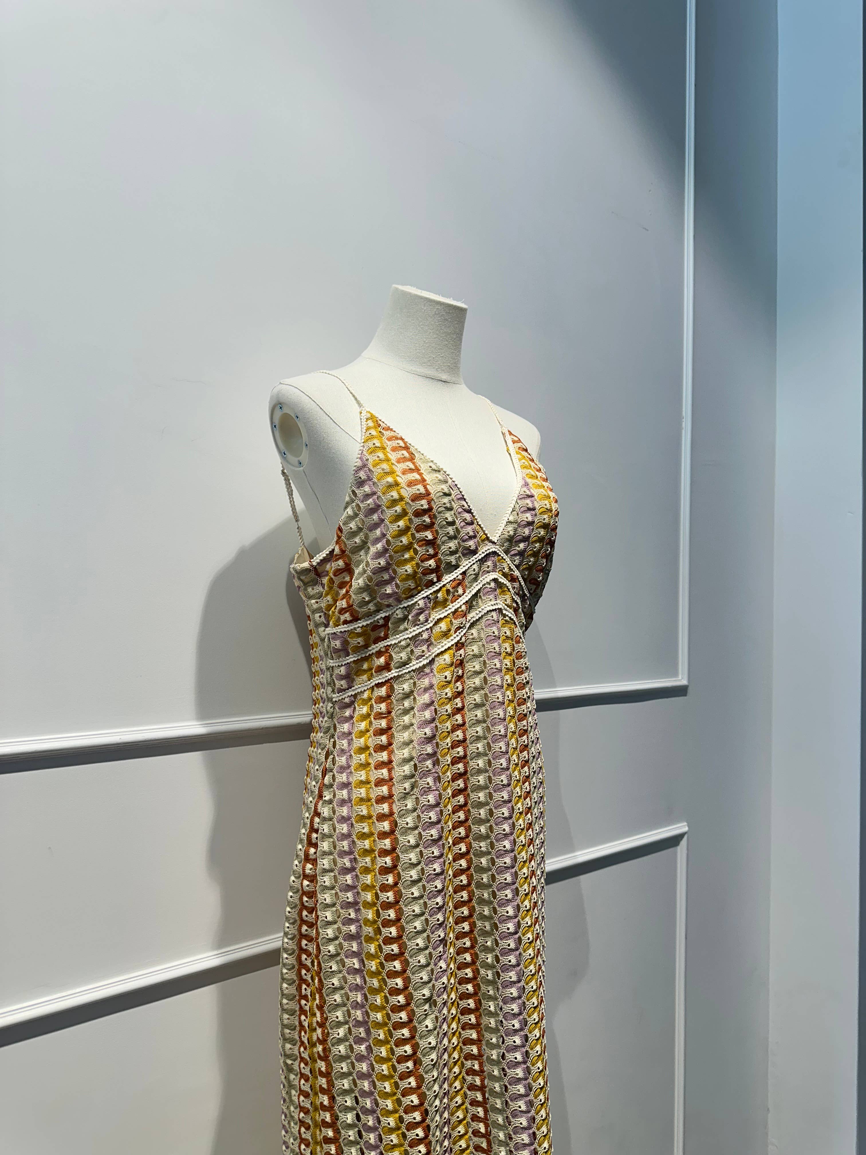 Robe longue crochet multicolore
