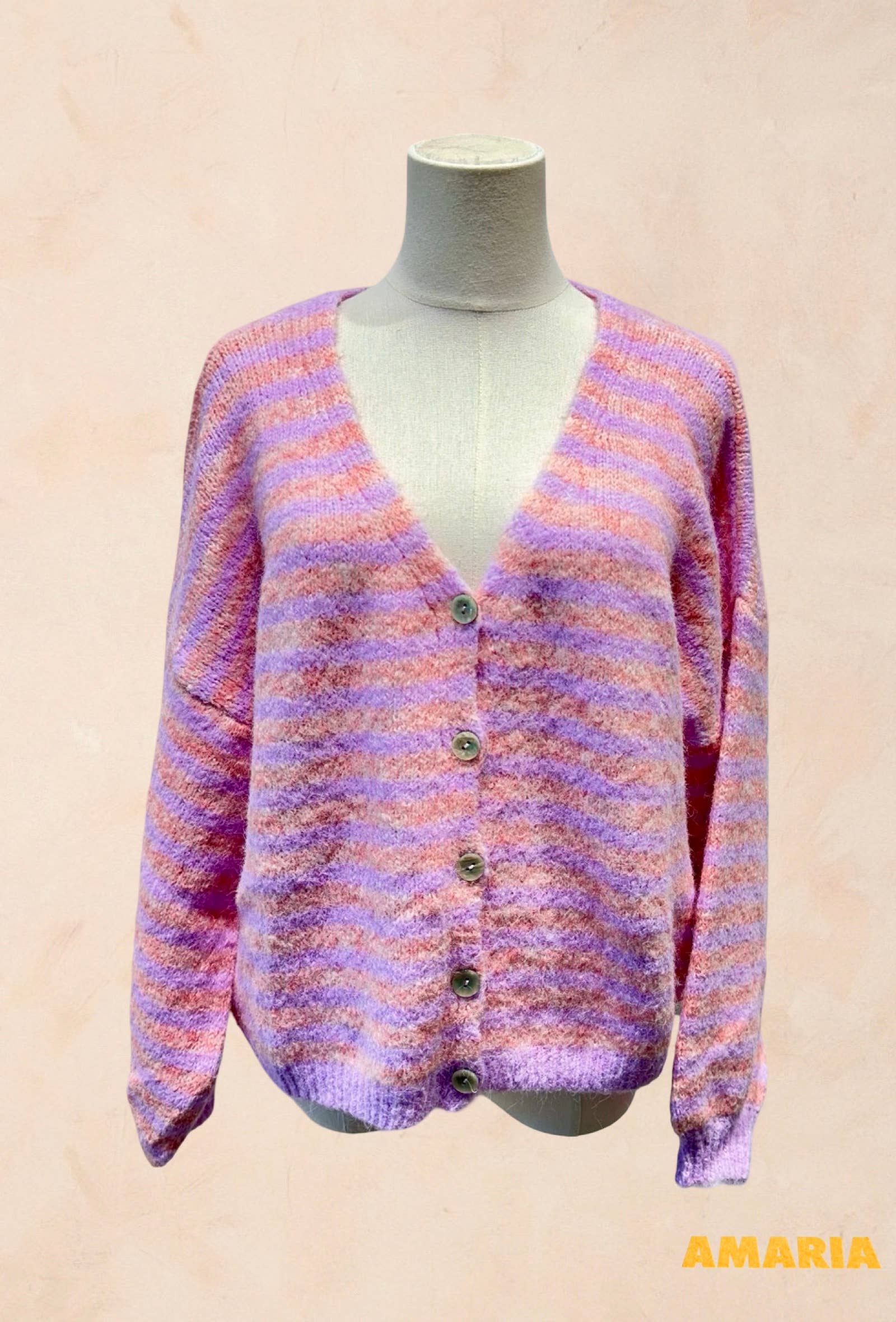 Gilet rayé oversize en maille douce LAINE