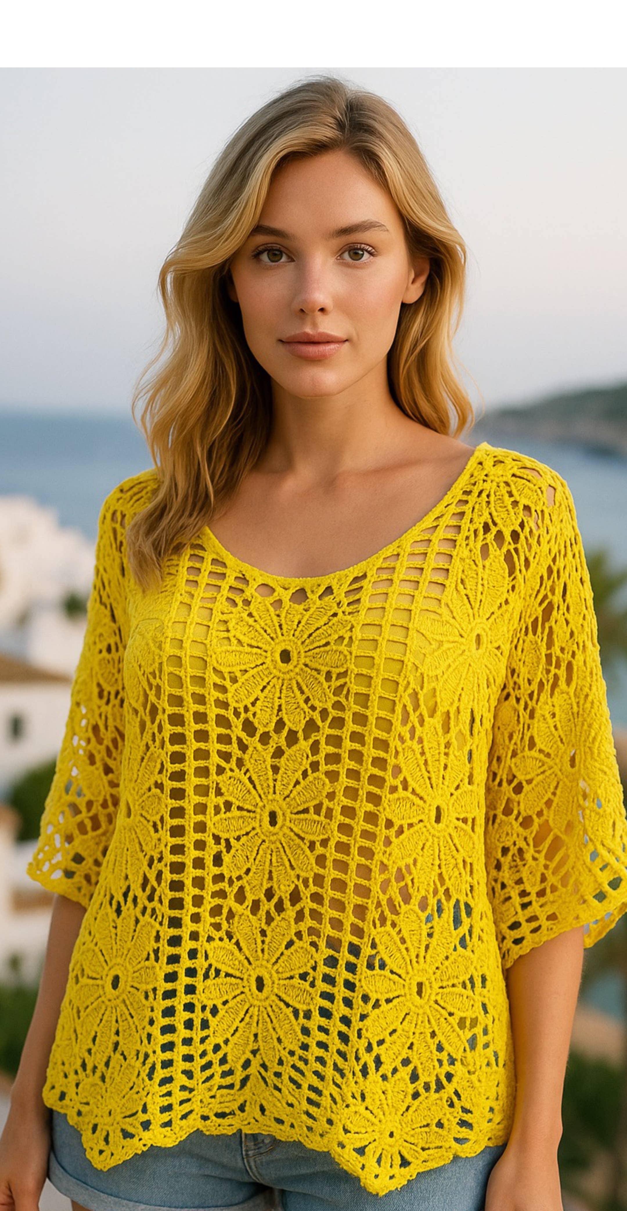 Haut en Crochet Manches courtes J