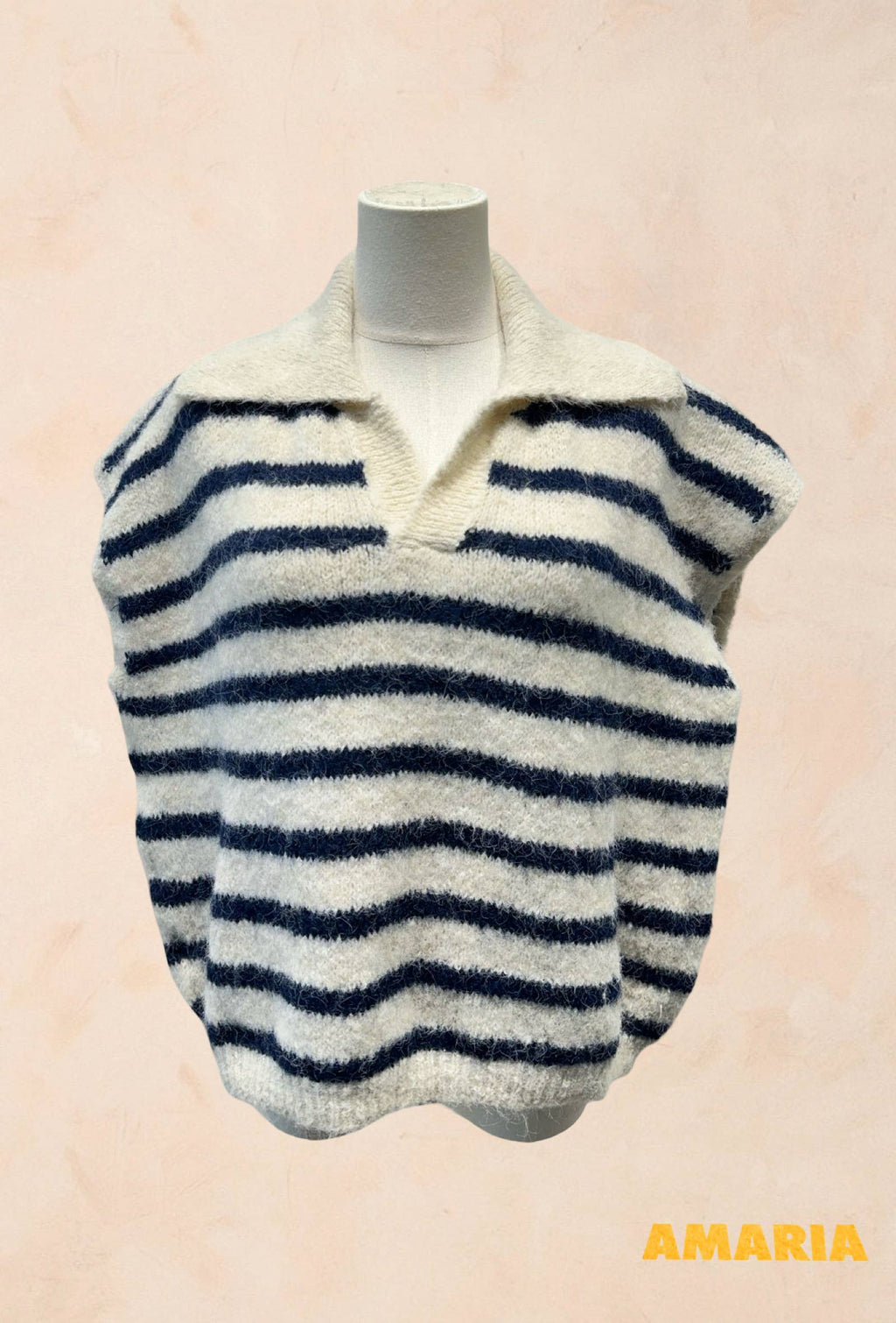 Pull sans manches à rayures avec col LAINE