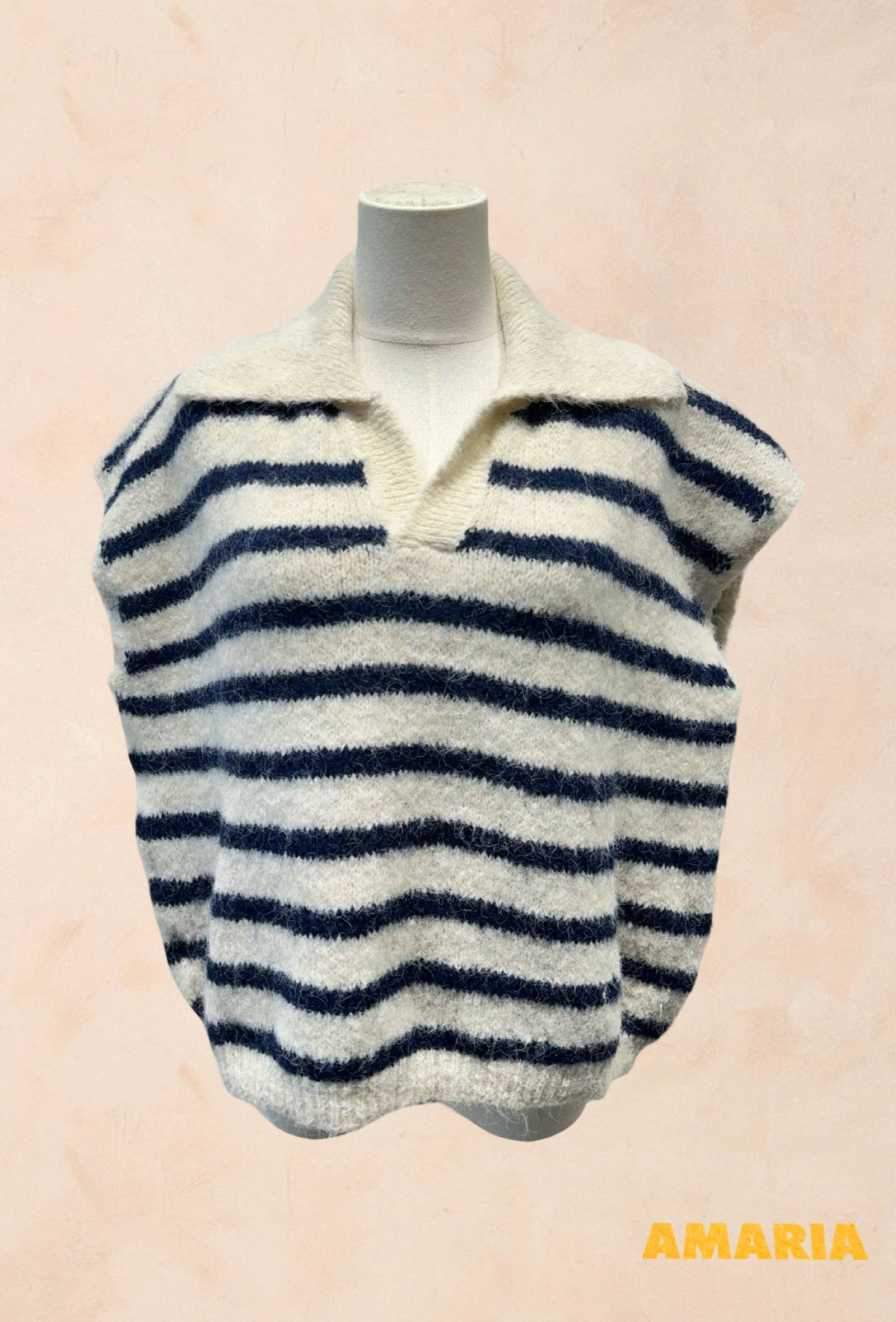 Pull sans manches à rayures avec col LAINE