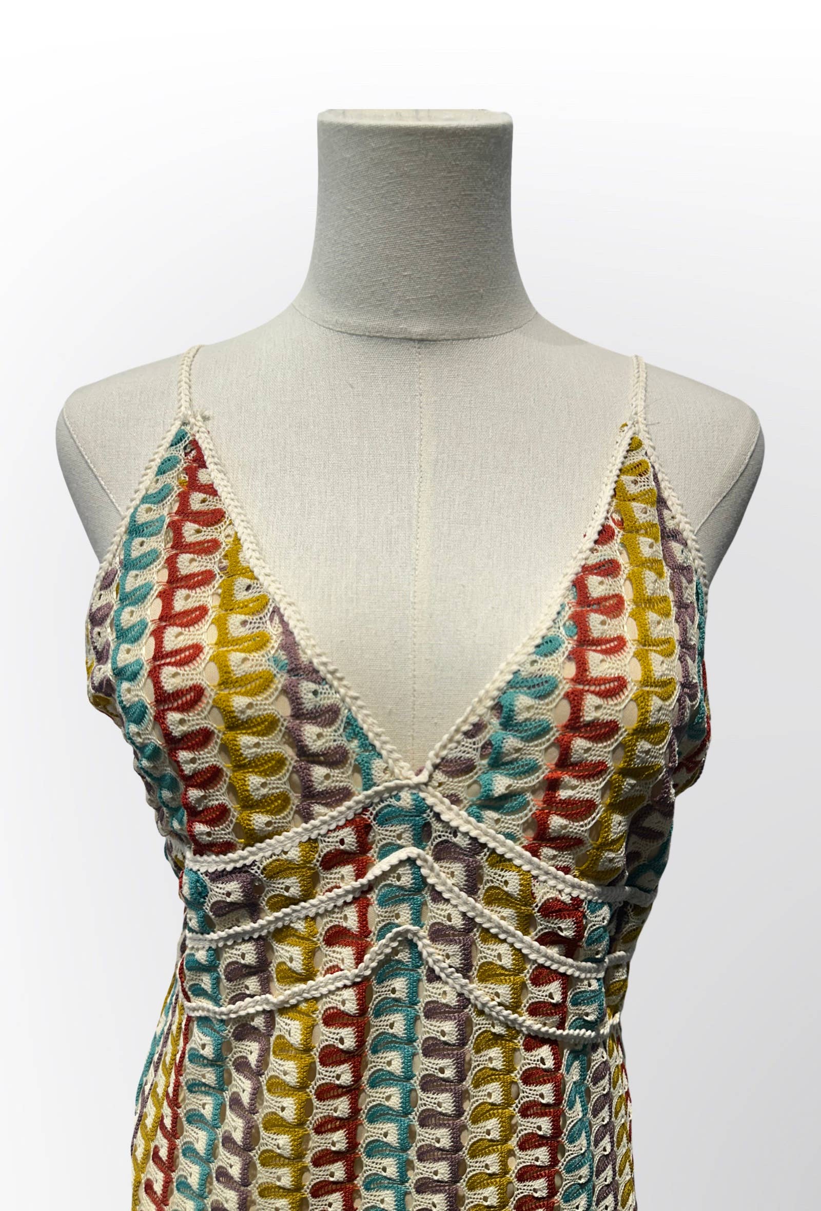 Robe longue crochet multicolore