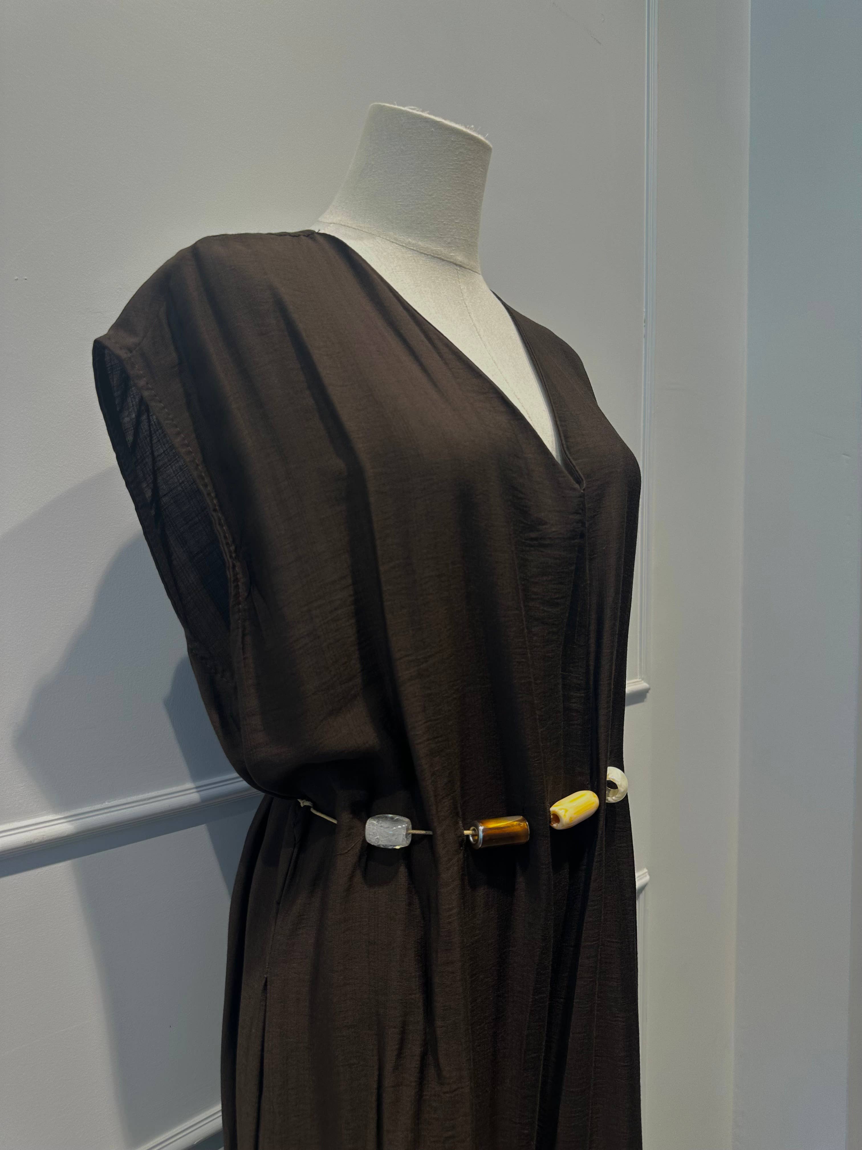 Robe Combinaison Longue avec Ceinture de Perles