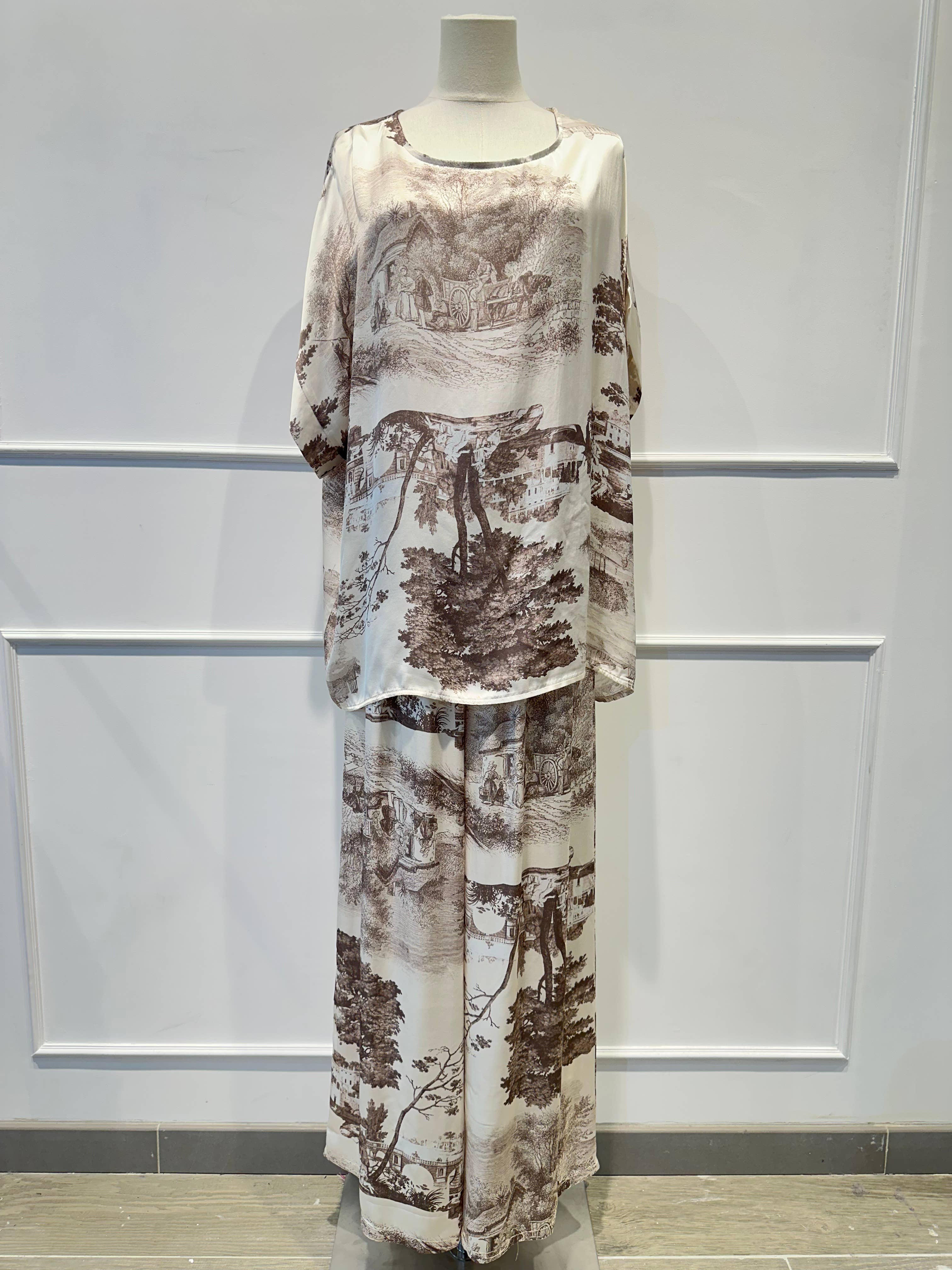 Ensemble fluide imprimé toile de Jouy % VISCOSE