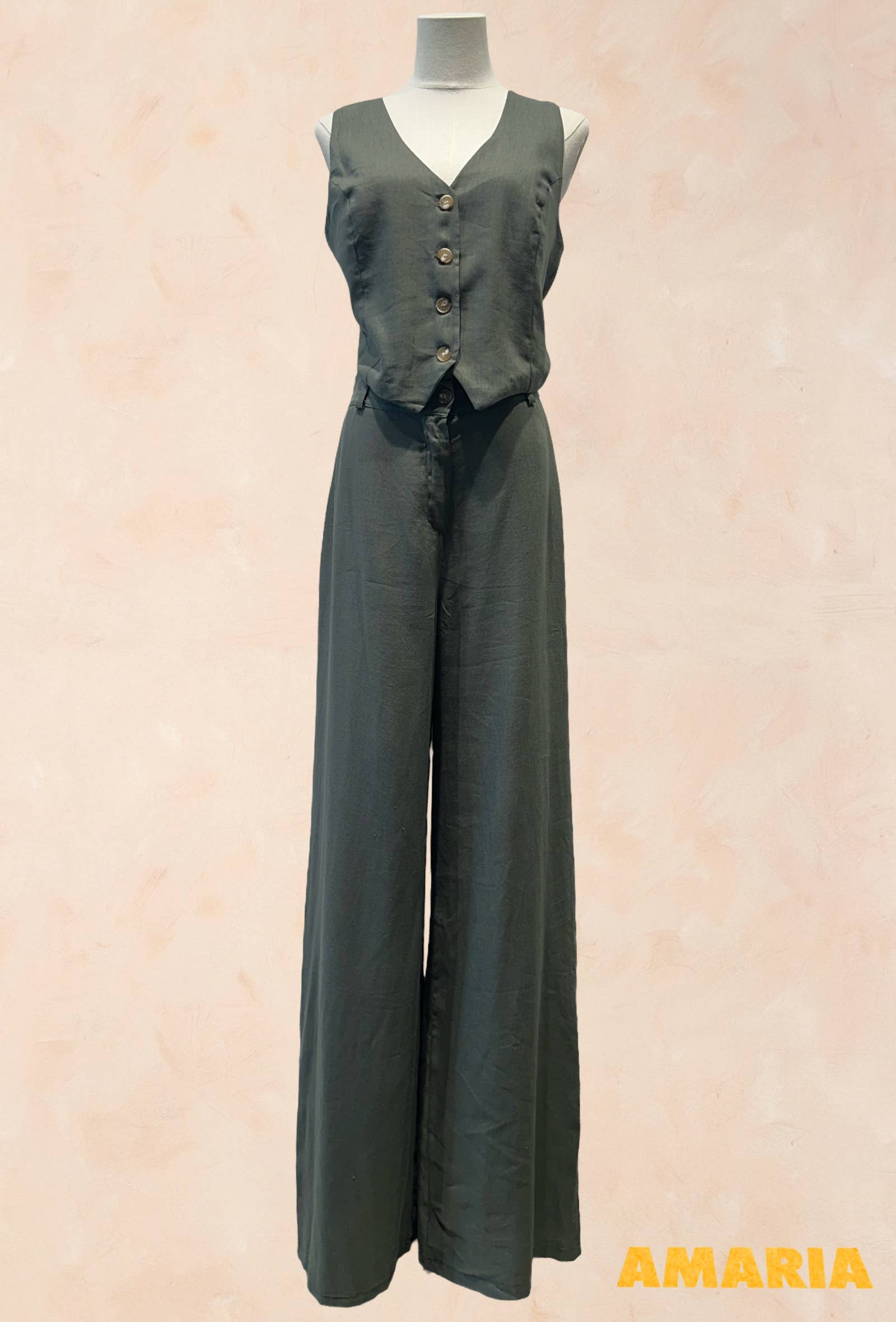 Ensemble Gilet et Pantalon Large Femme VISCOSE LIN