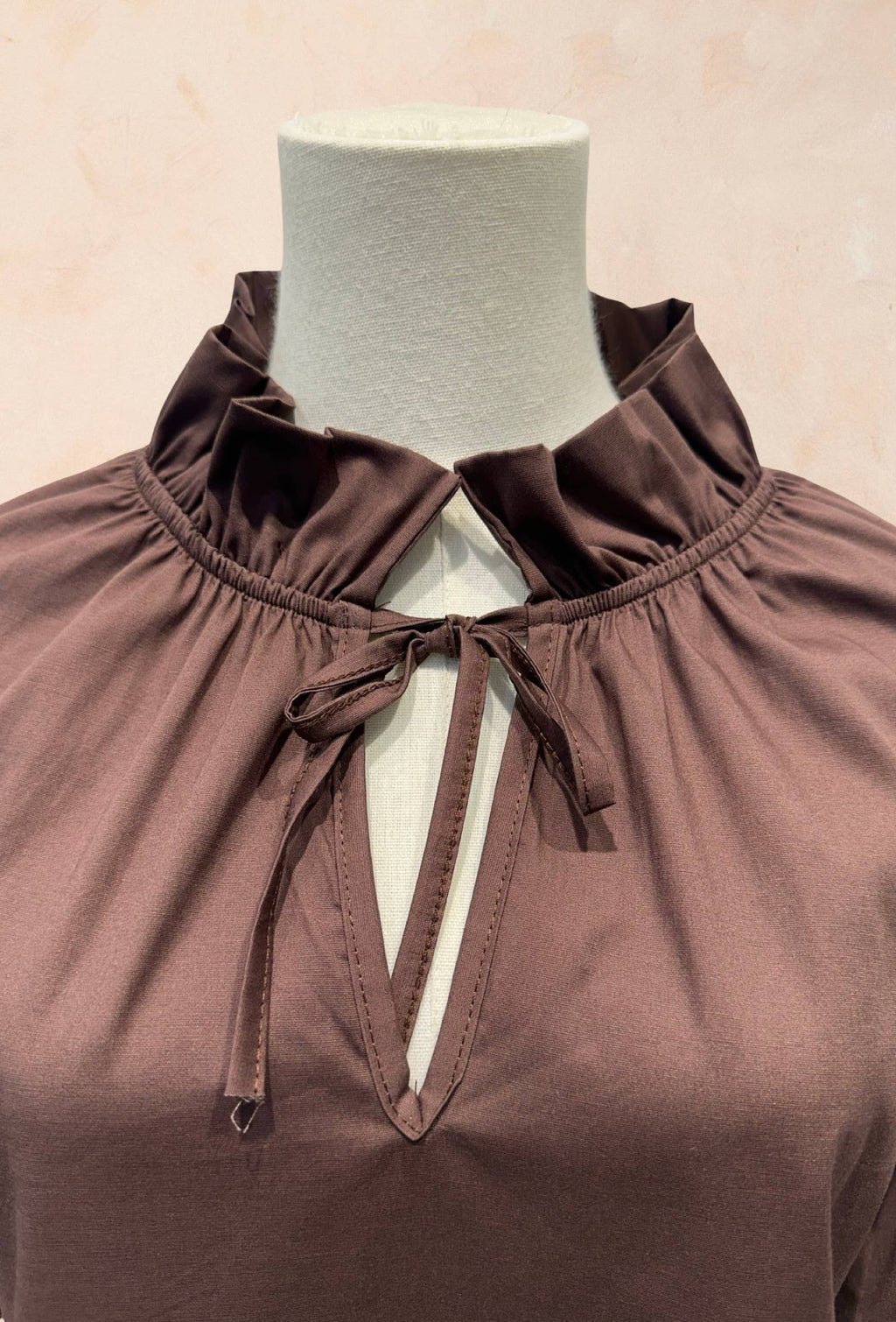 Blouse à Col Volanté et Manches Bouffantes COTON