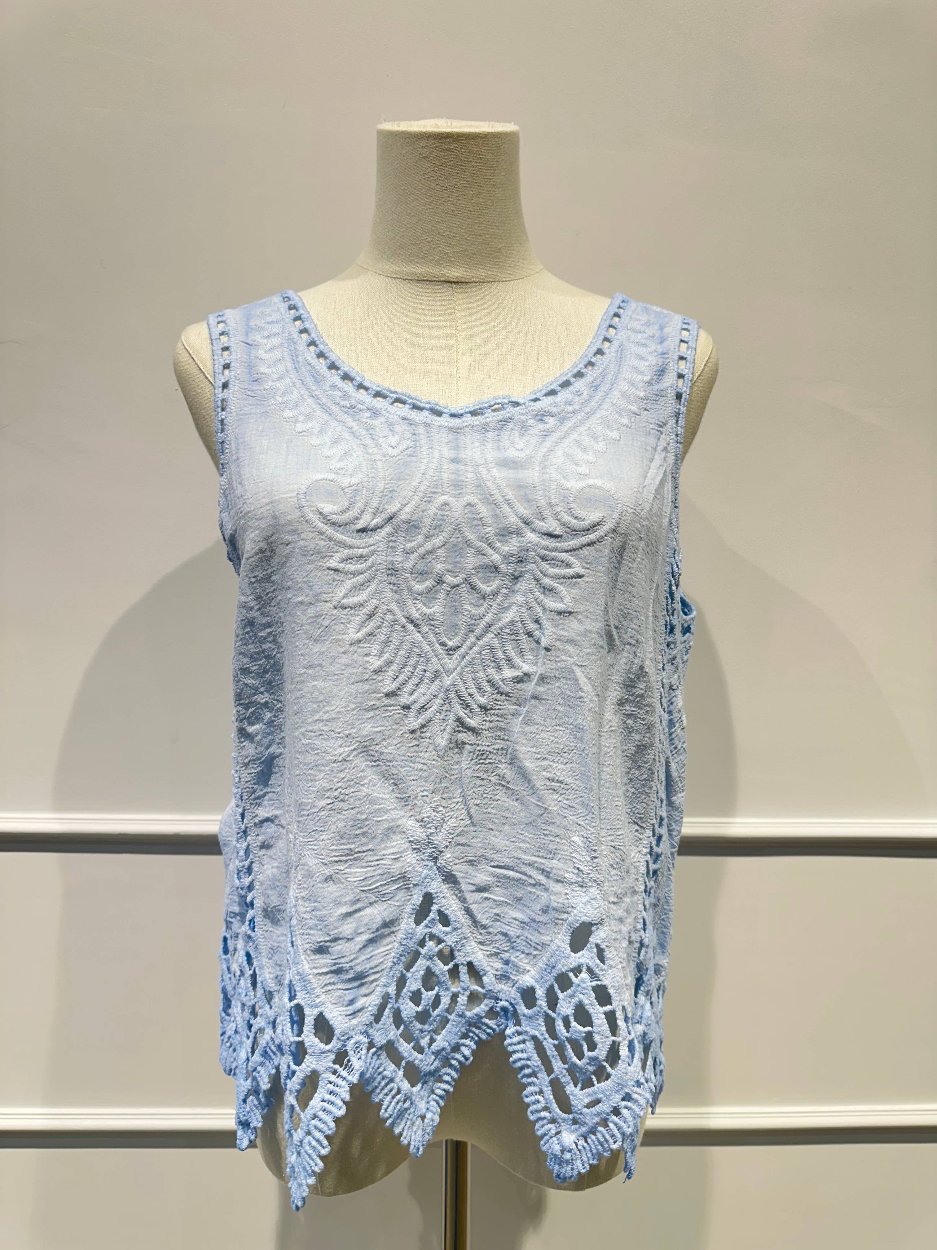 Débardeur Brodé en Dentelle