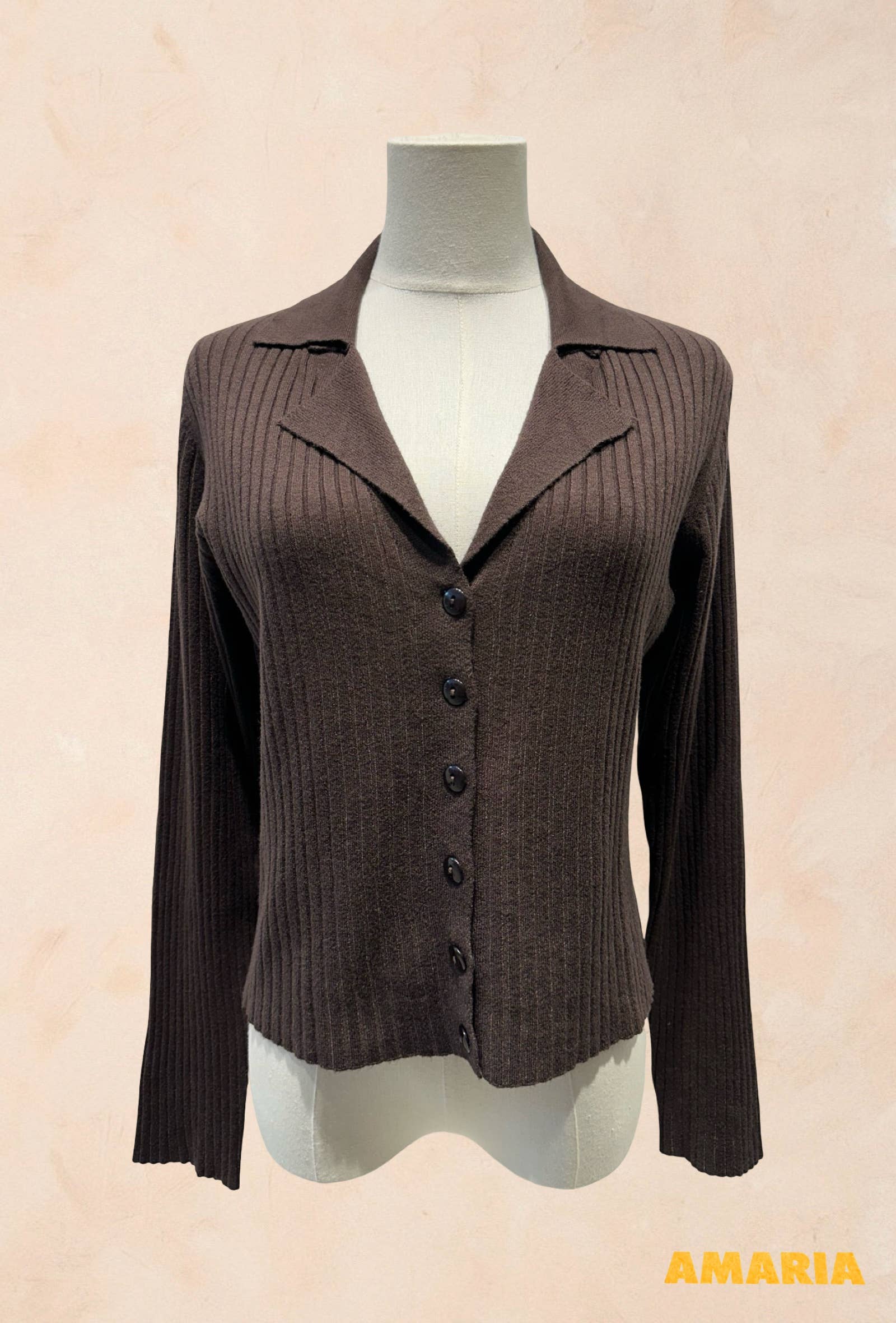 Gilet Boutonné Côtelé à Col Tailleur VISCOSE