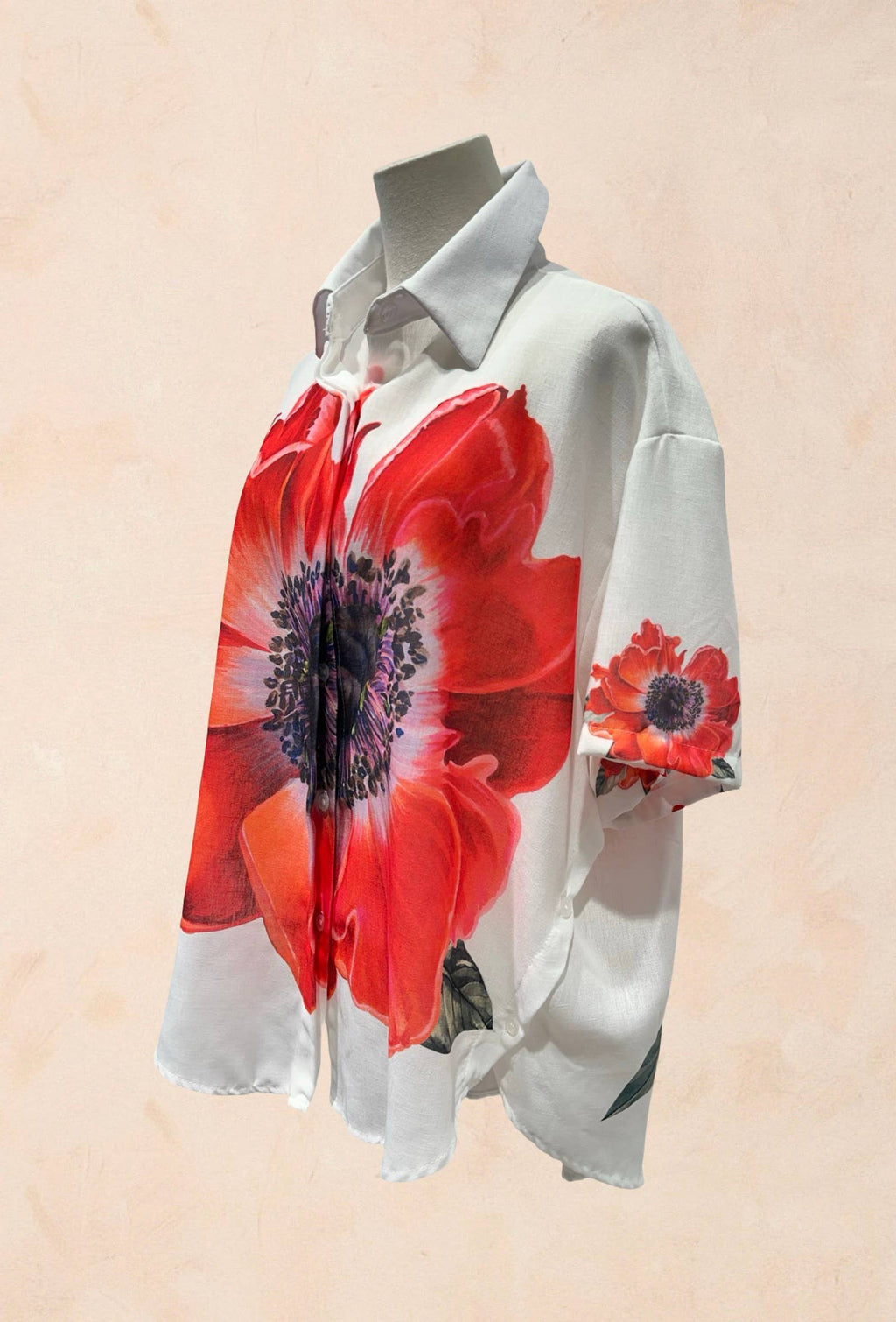 Chemise blanche à fleurs oversize Lin