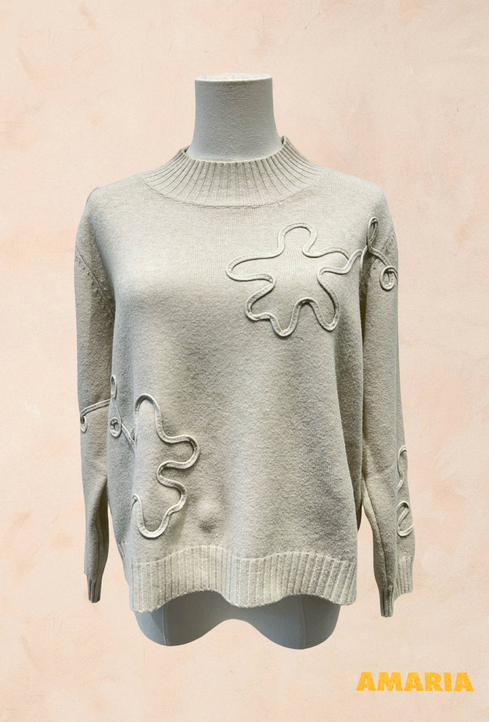 Pull Manches Longues à Motifs Reliefs Abstraits