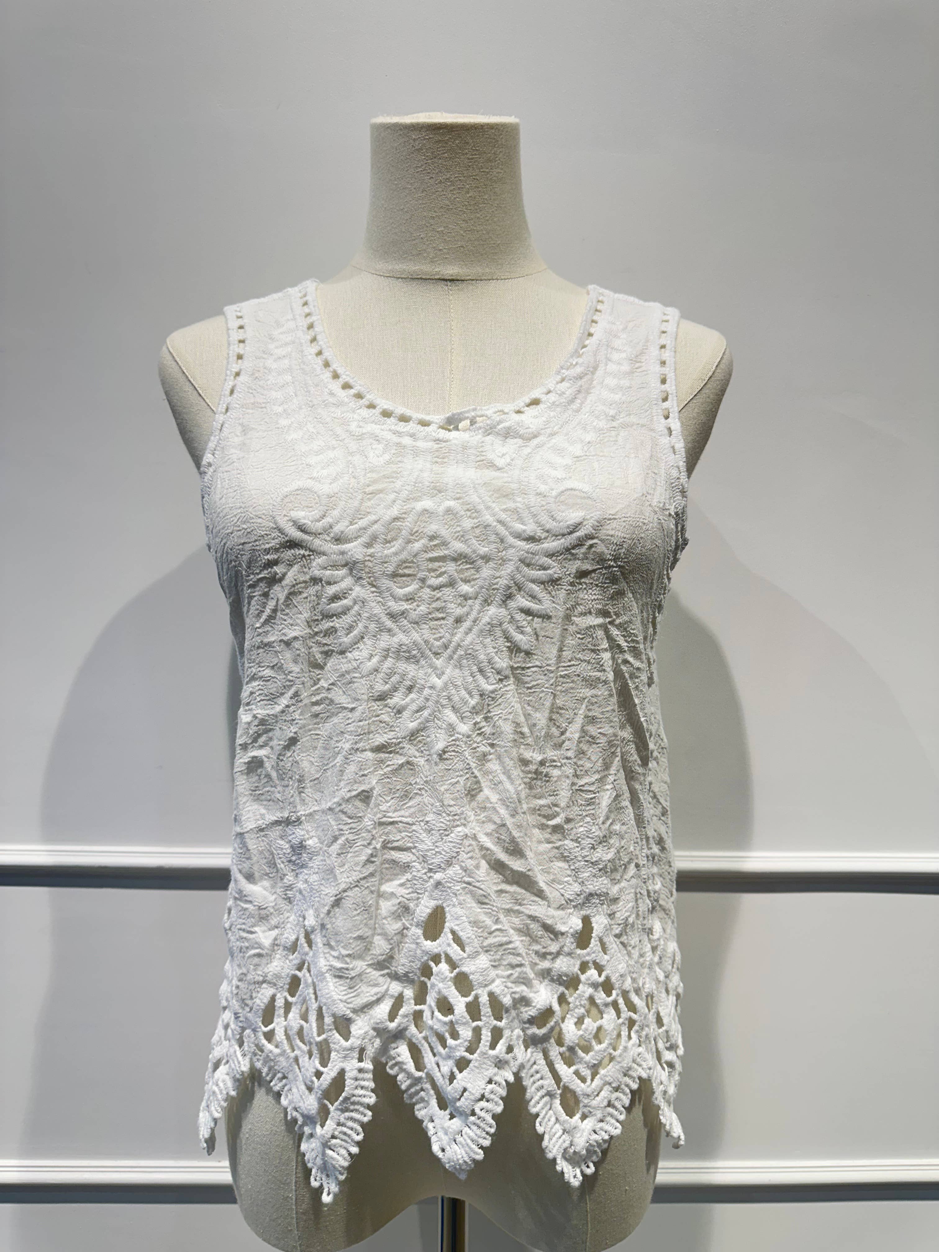 Débardeur Brodé en Dentelle