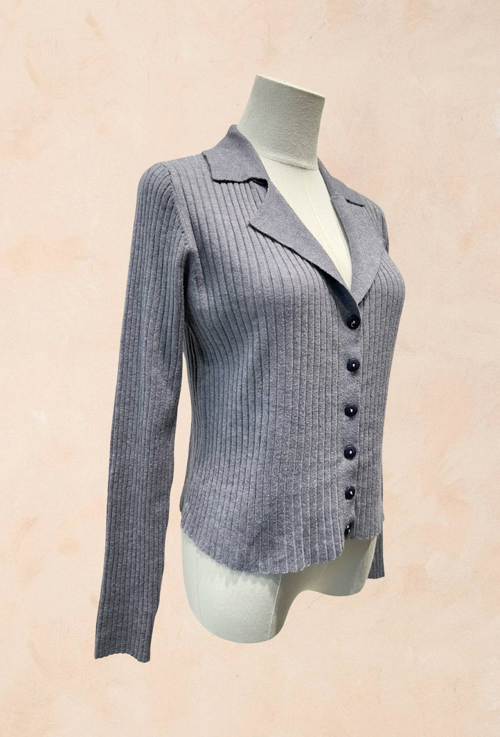 Gilet Boutonné Côtelé à Col Tailleur VISCOSE