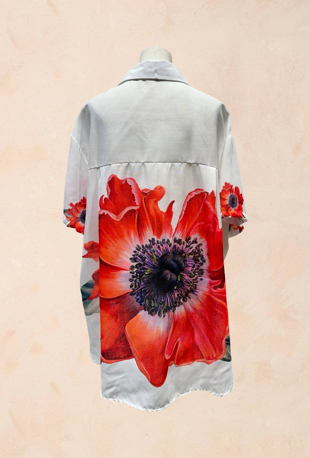 Chemise blanche à fleurs oversize Lin