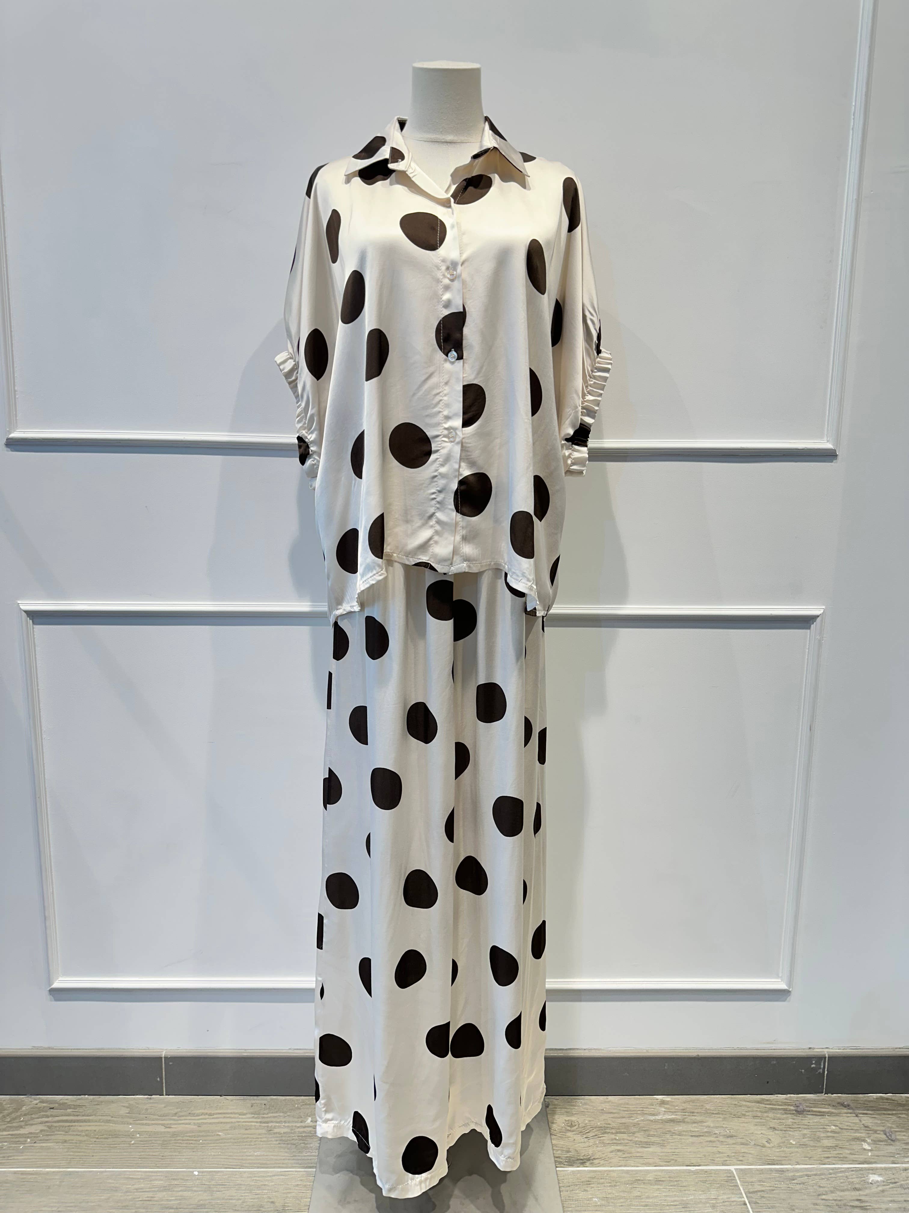 Ensemble fluide à pois oversize – % Viscose