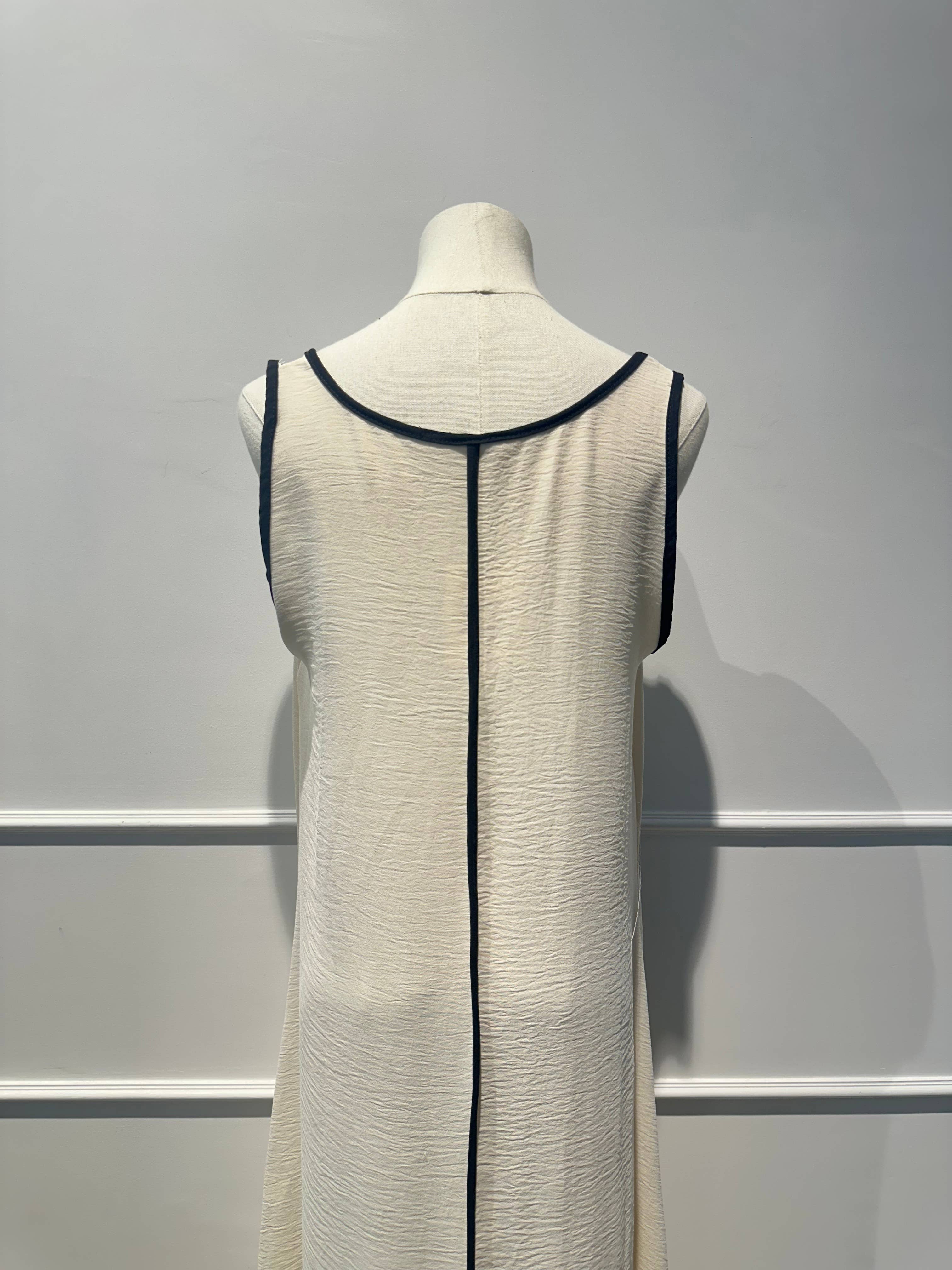 Robe Longue Sans Manches à Rayures Contrastées