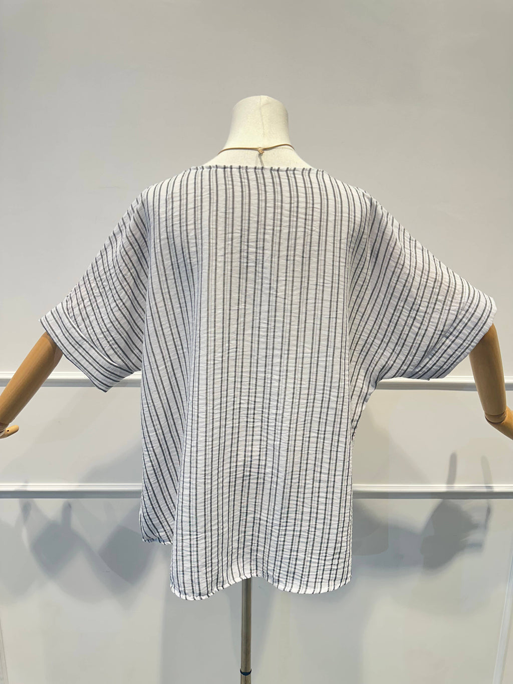 Blouse Haut Ample Rayé en Tissu Texturé