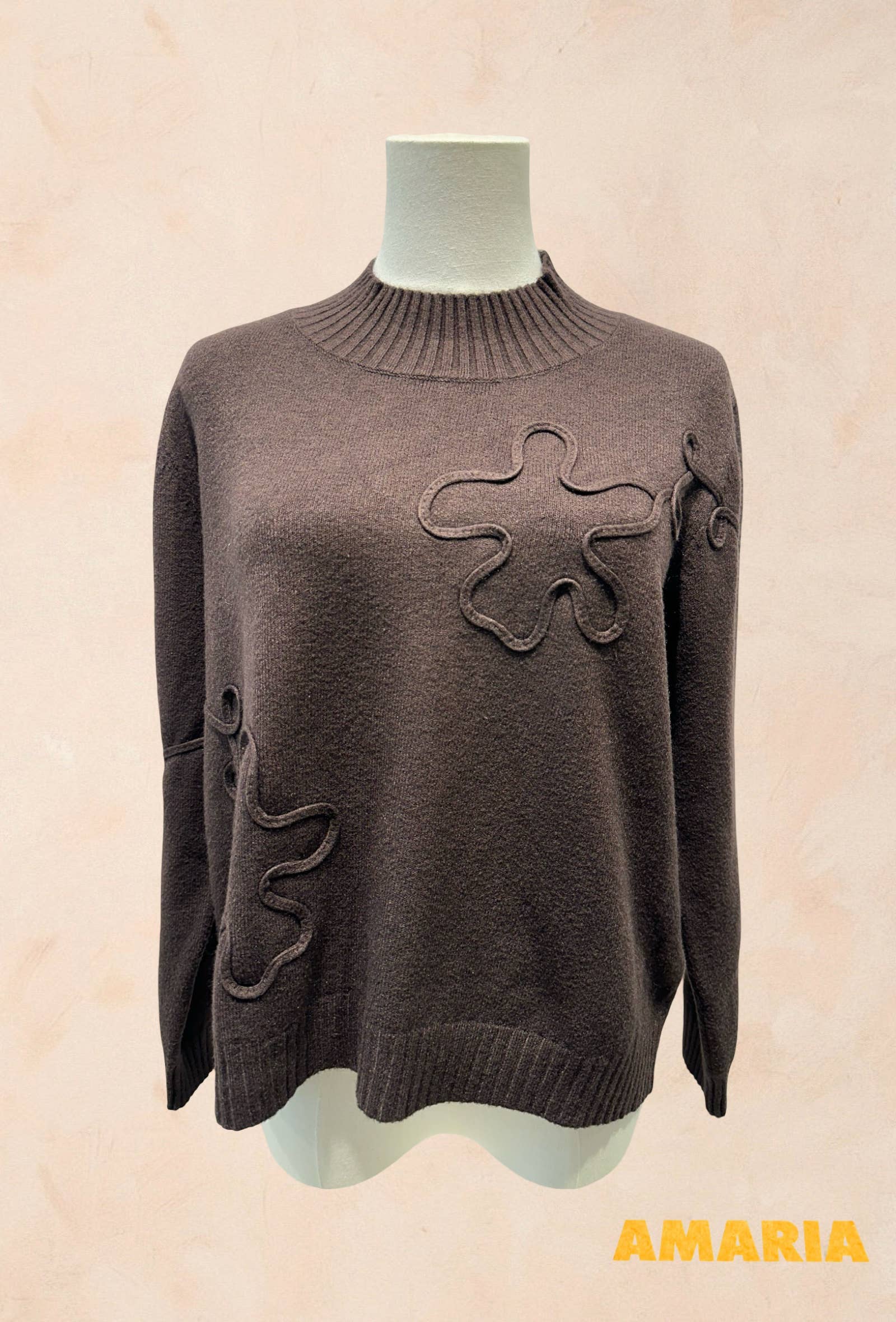 Pull Manches Longues à Motifs Reliefs Abstraits