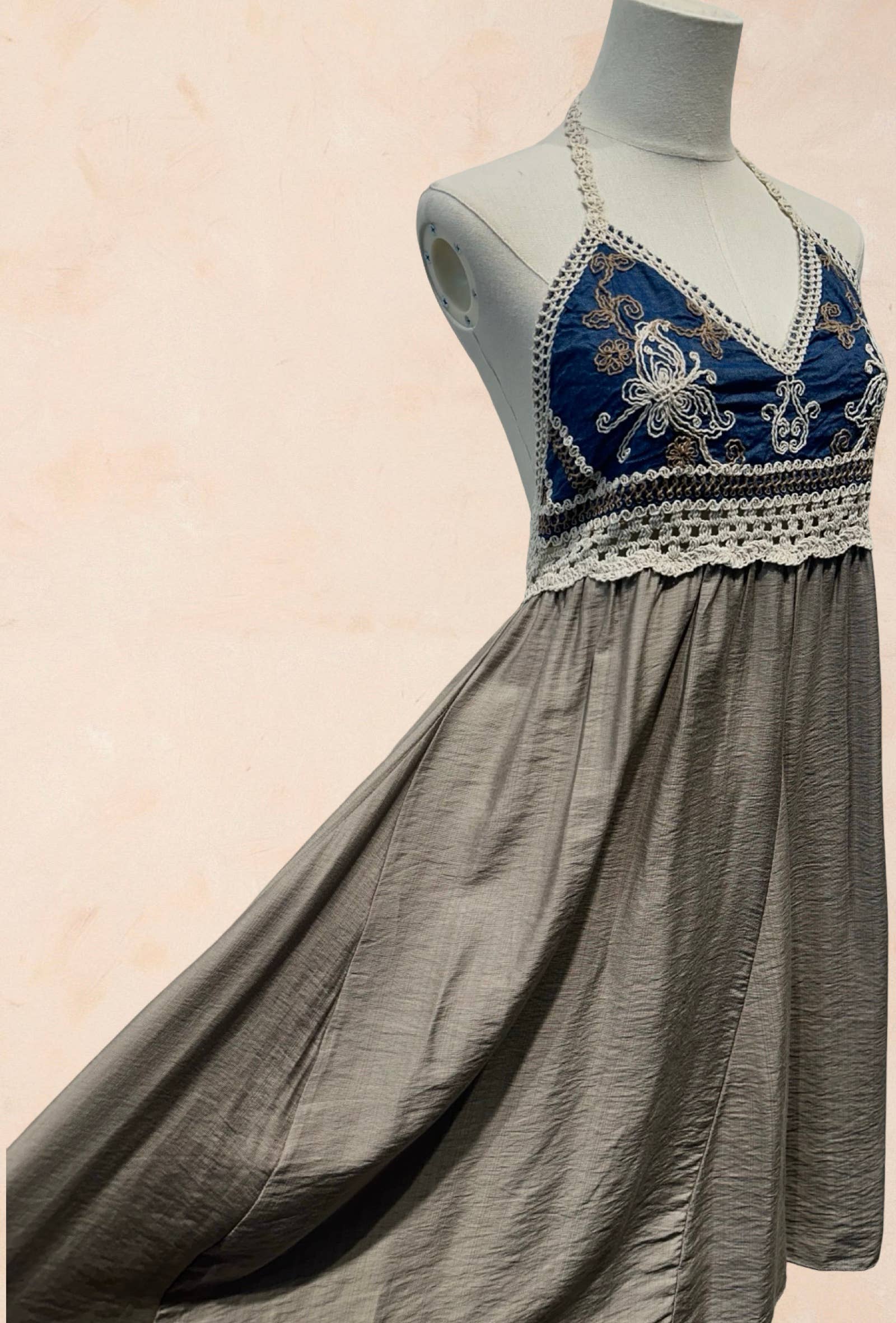 Robe mi longue bohème à dos nu Viscose