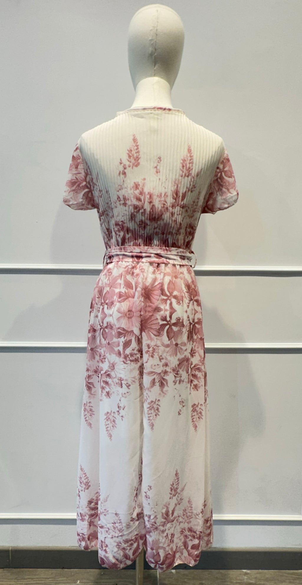 Robe Longue – Imprimé Floral & Haut Plissé Croisé - VISCOSE
