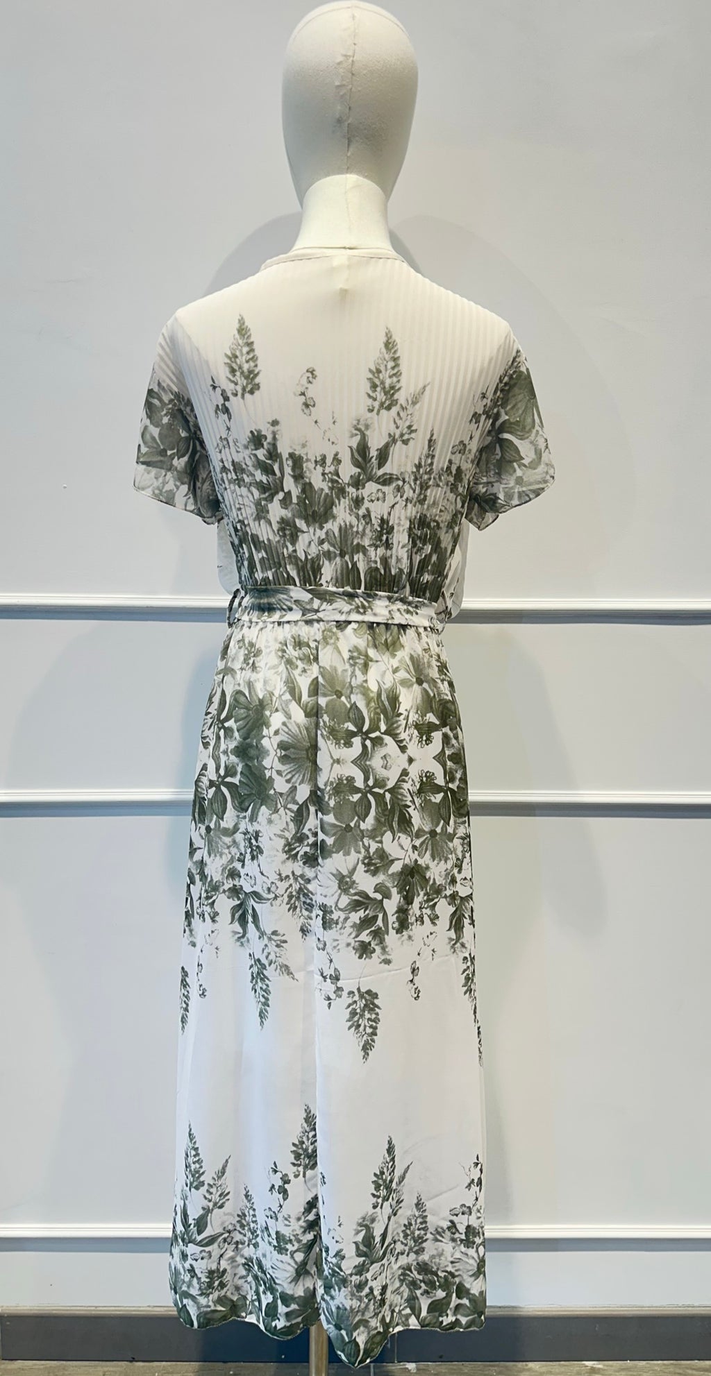 Robe Longue – Imprimé Floral & Haut Plissé Croisé - VISCOSE