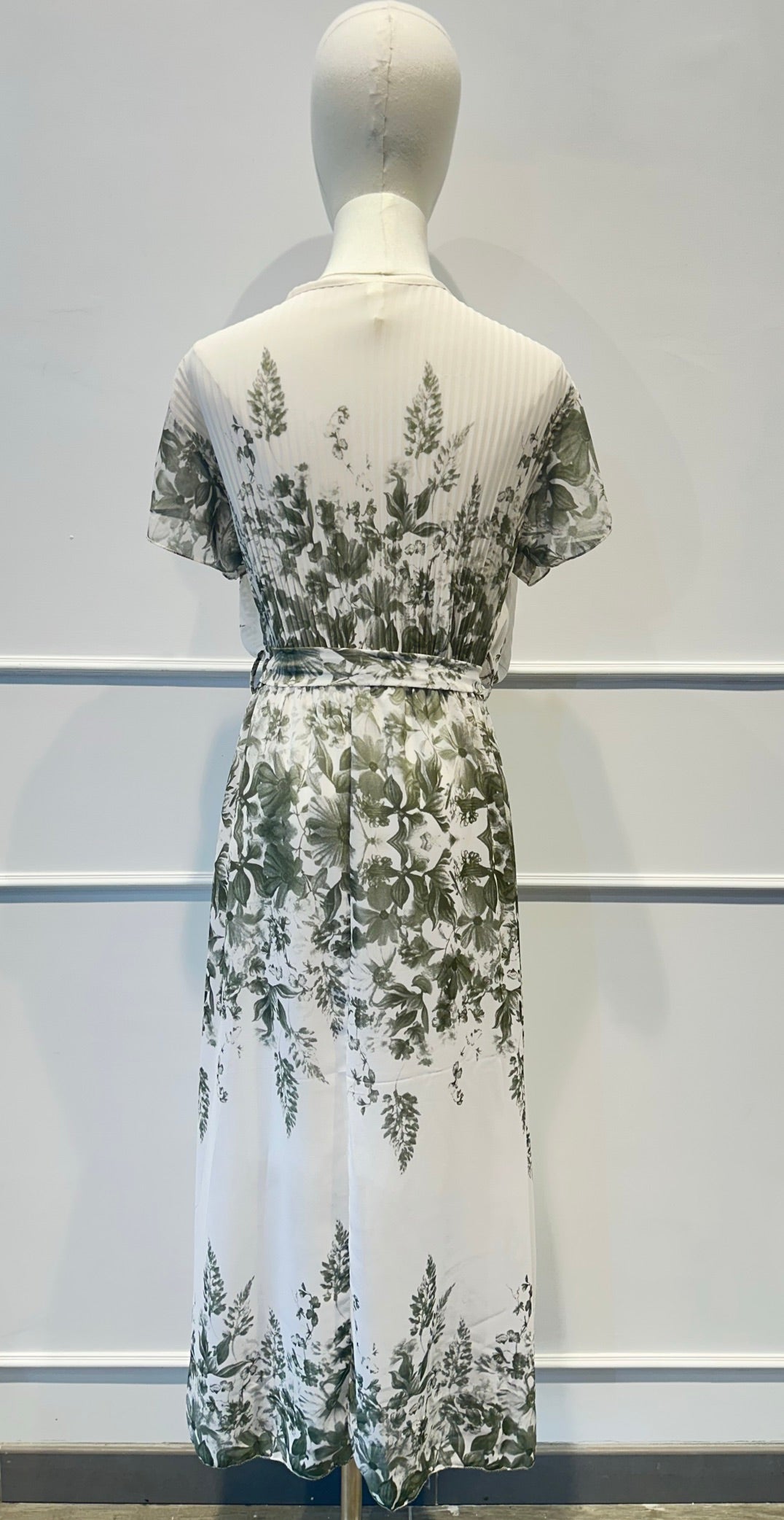 Robe Longue – Imprimé Floral & Haut Plissé Croisé - VISCOSE