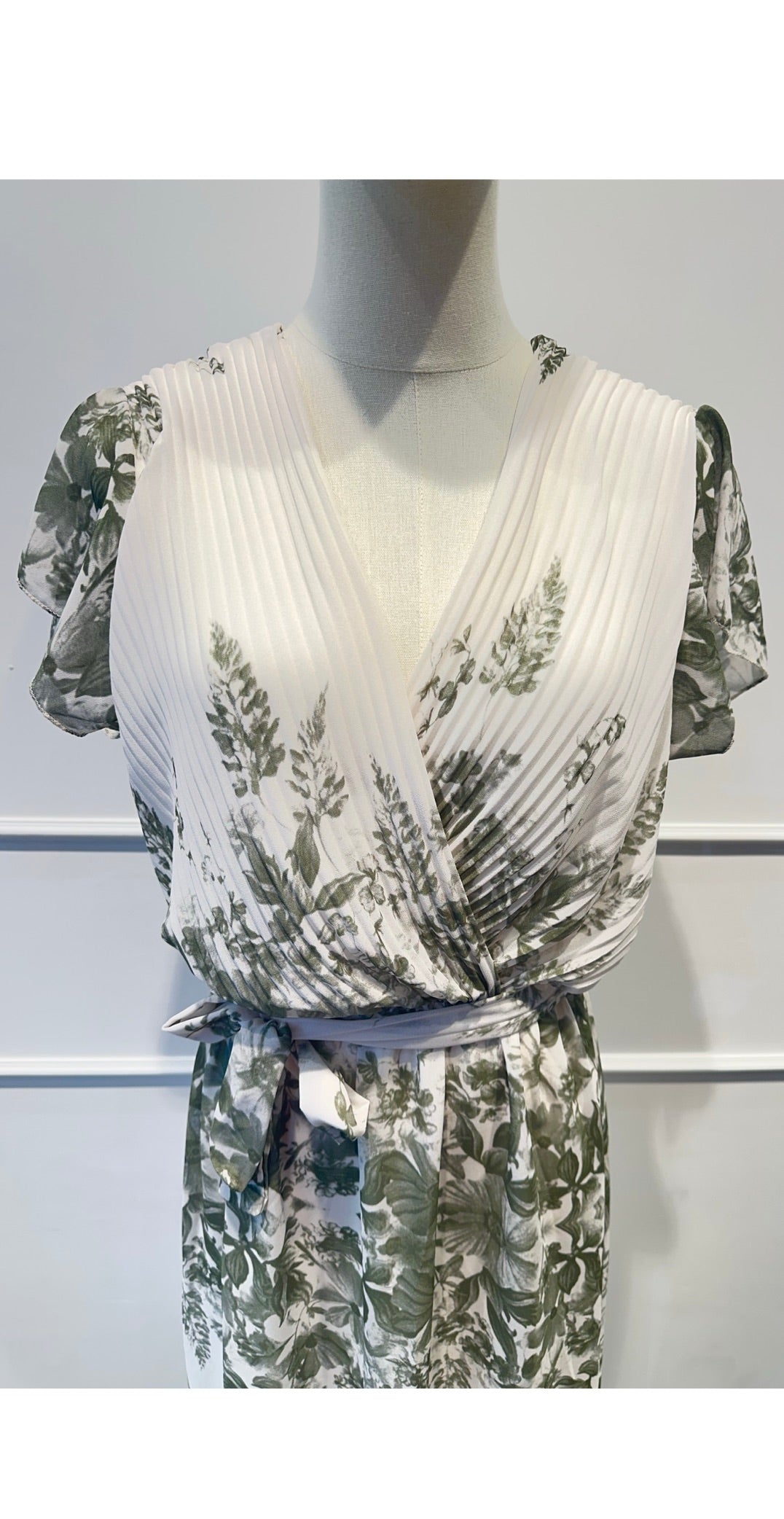 Robe Longue – Imprimé Floral & Haut Plissé Croisé - VISCOSE