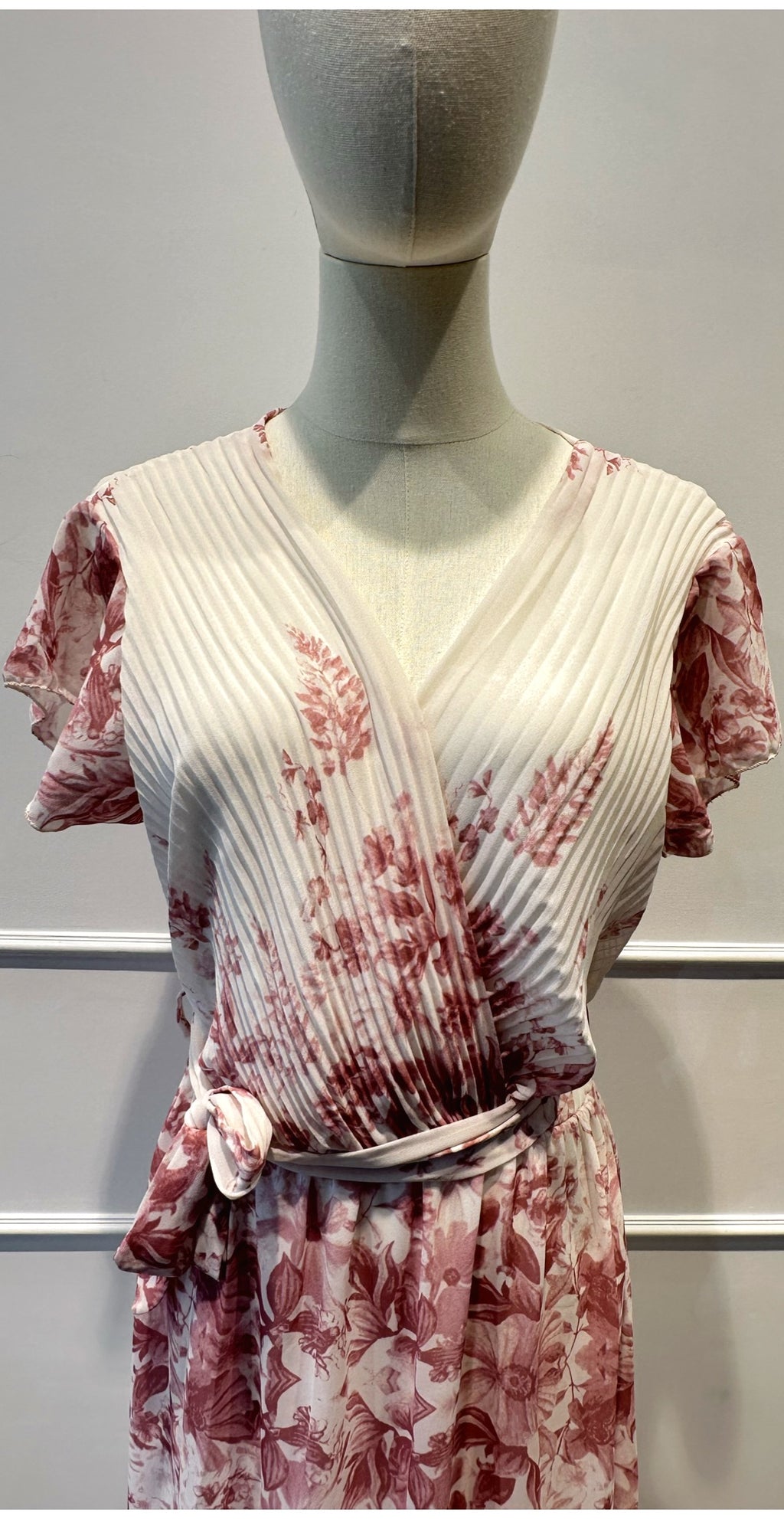 Robe Longue – Imprimé Floral & Haut Plissé Croisé - VISCOSE