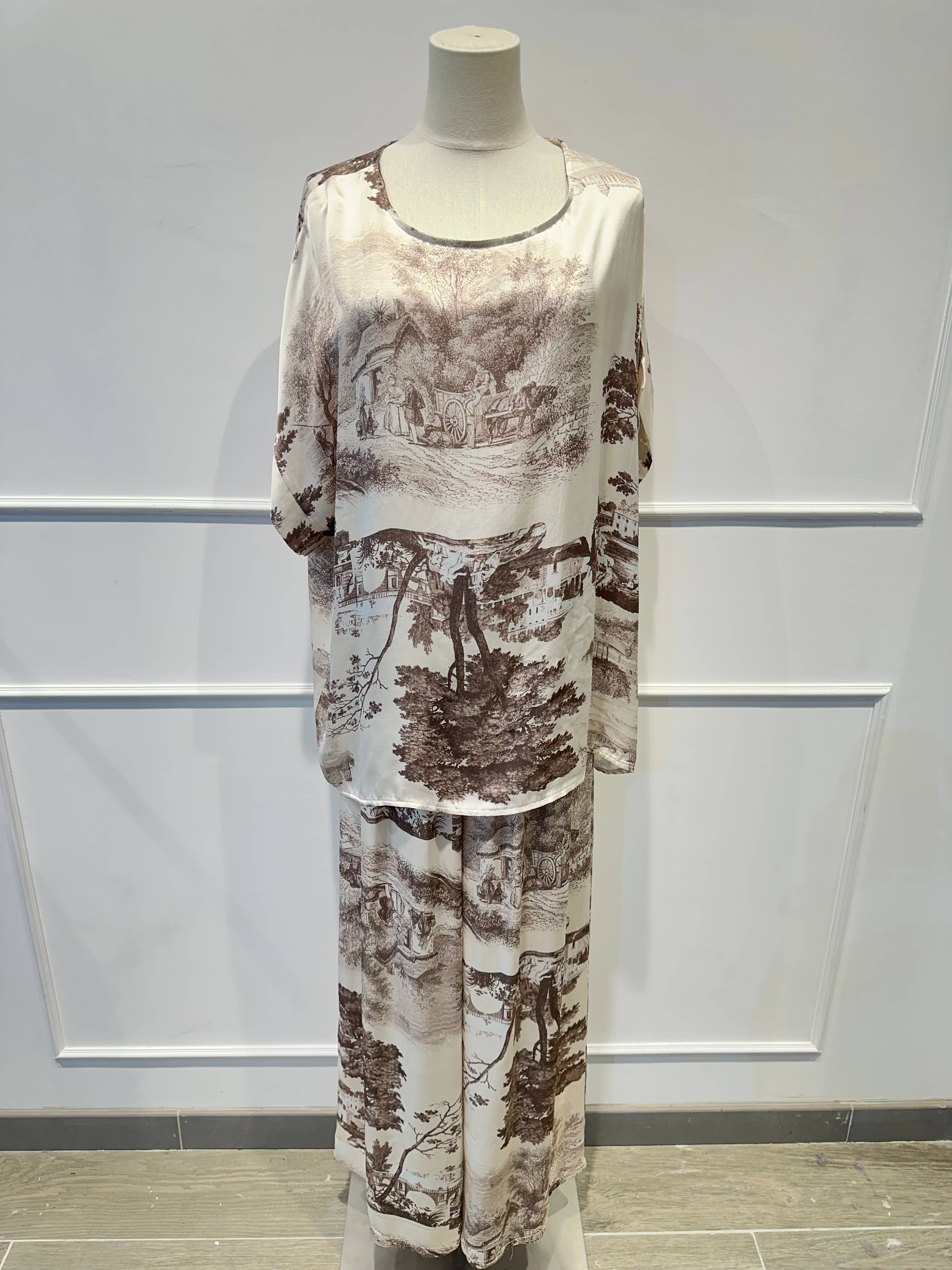 Ensemble fluide imprimé toile de Jouy % VISCOSE