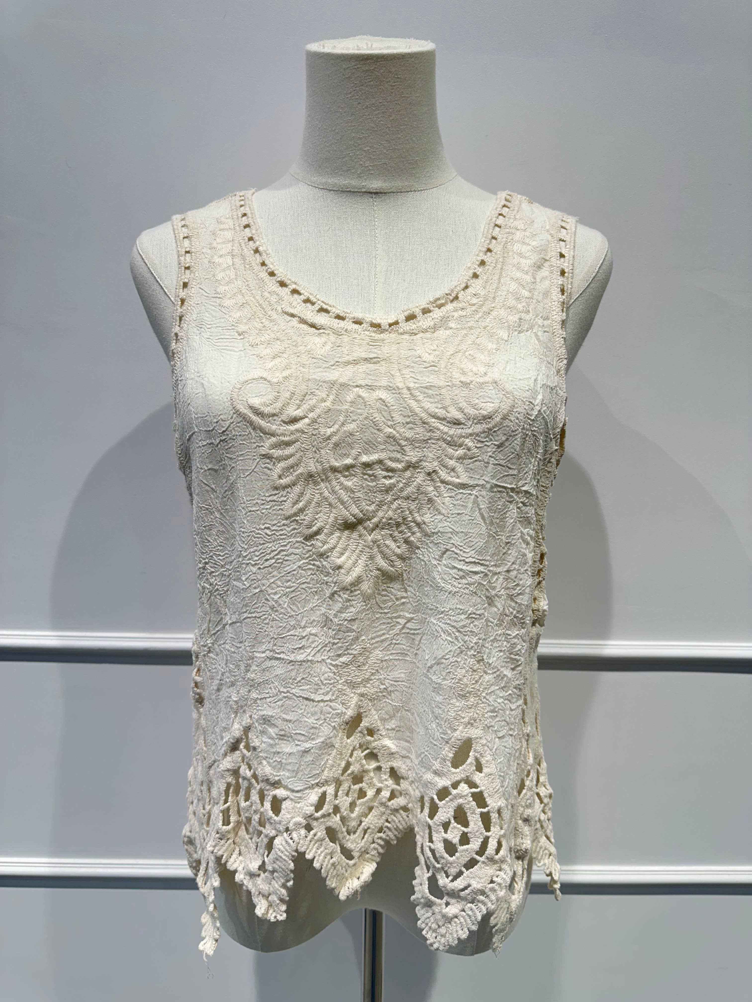 Débardeur Brodé en Dentelle